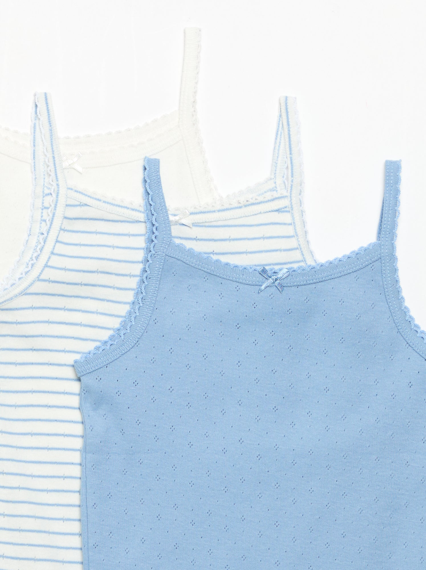 Lot de 3 débardeurs en maille pointelle - Bleu
