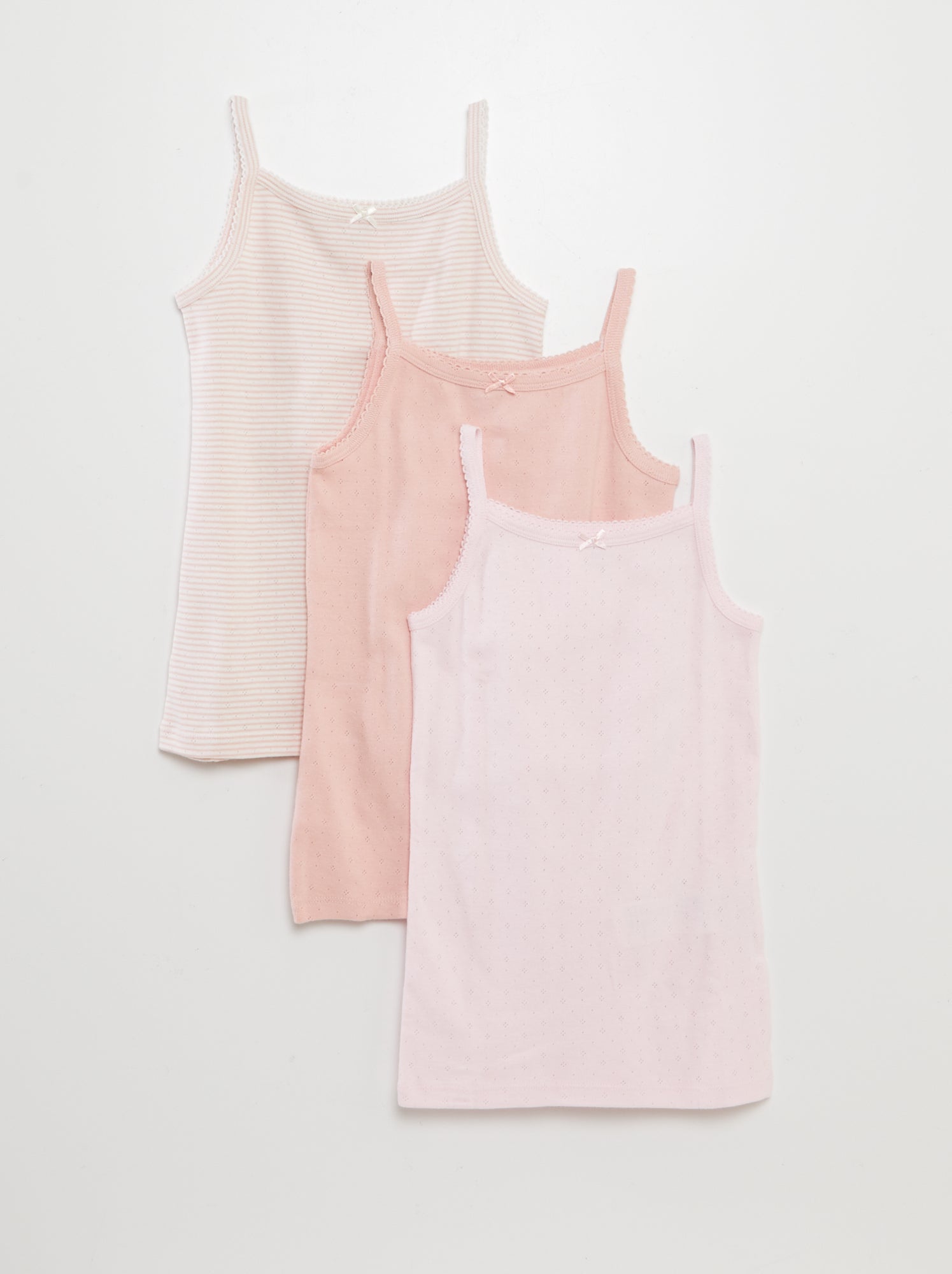 Lot de 3 débardeurs en maille pointelle - Rose