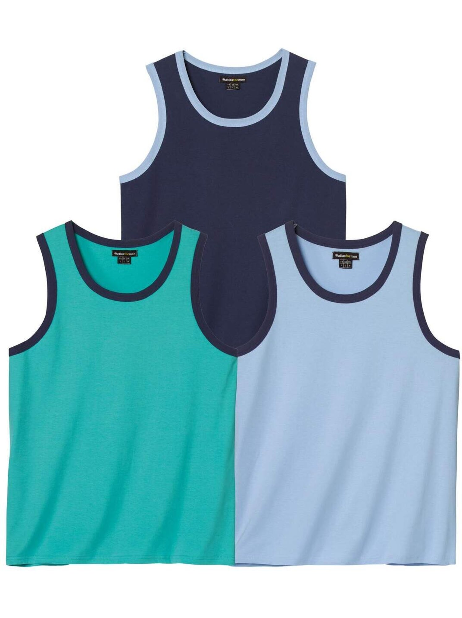 Le lot de 3 débardeurs  - atlas for men - Bleu Vert Bleu