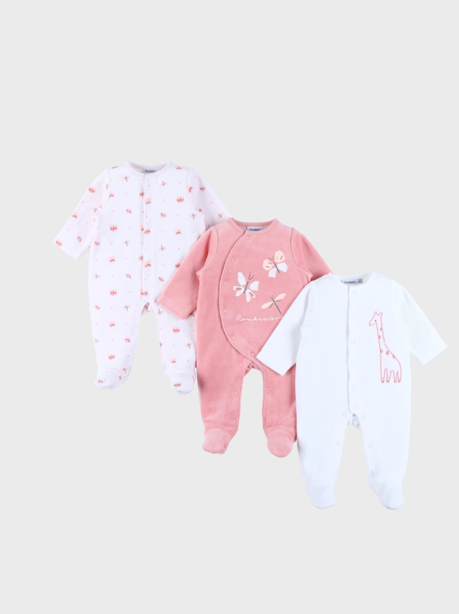 Lot de 3 Dors-bien en Velours Noukie's - Rose