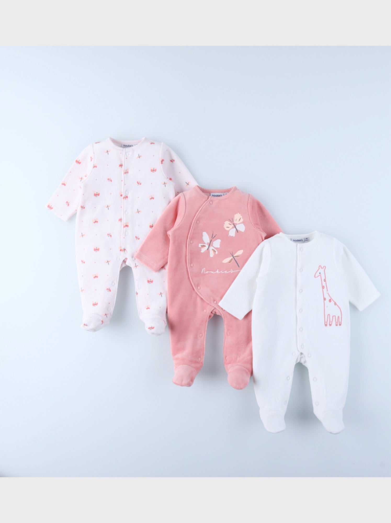 Lot de 3 Dors-bien en Velours Noukie's - Rose