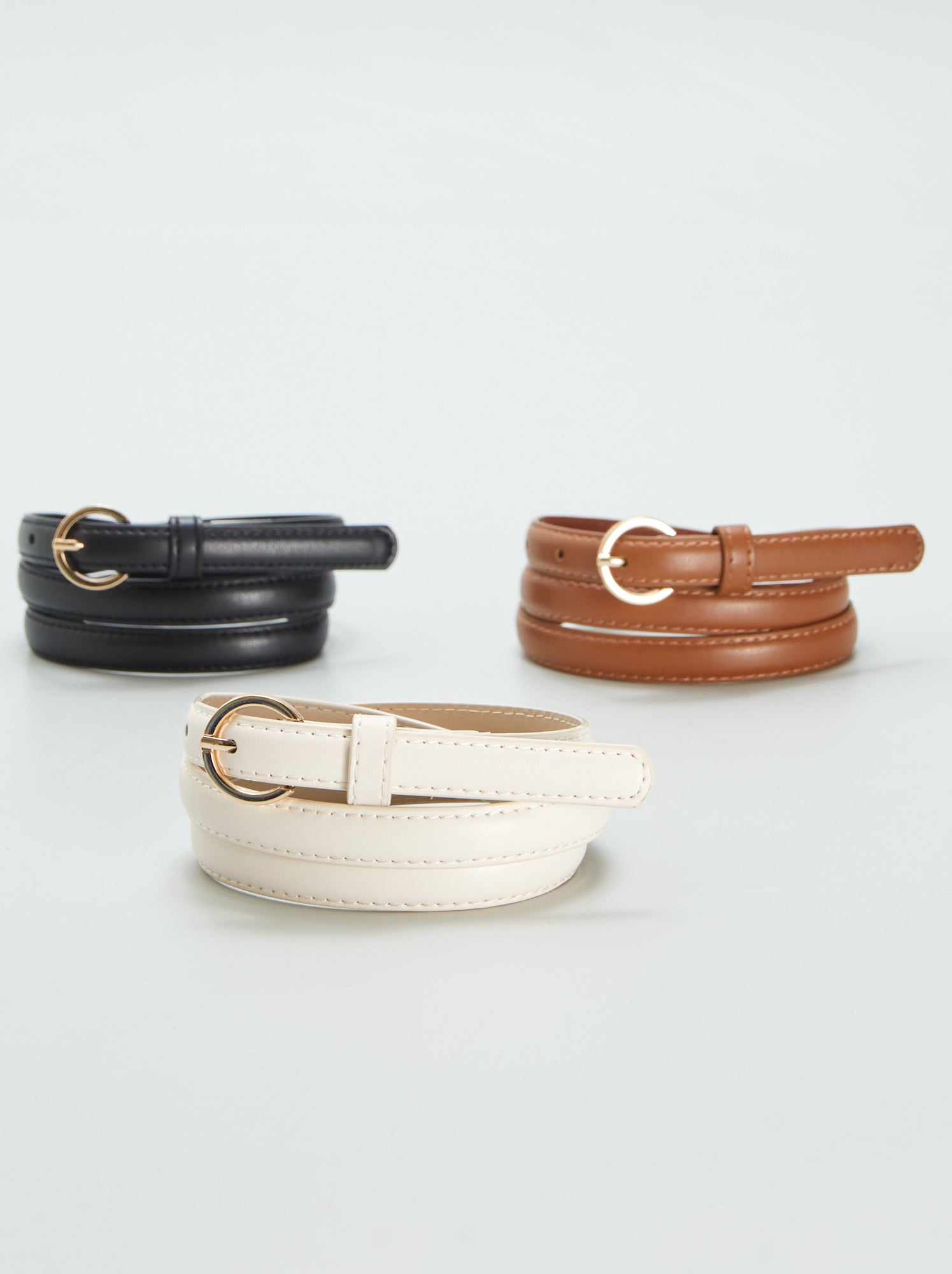 Lot de 3 fines ceintures unies - Marron