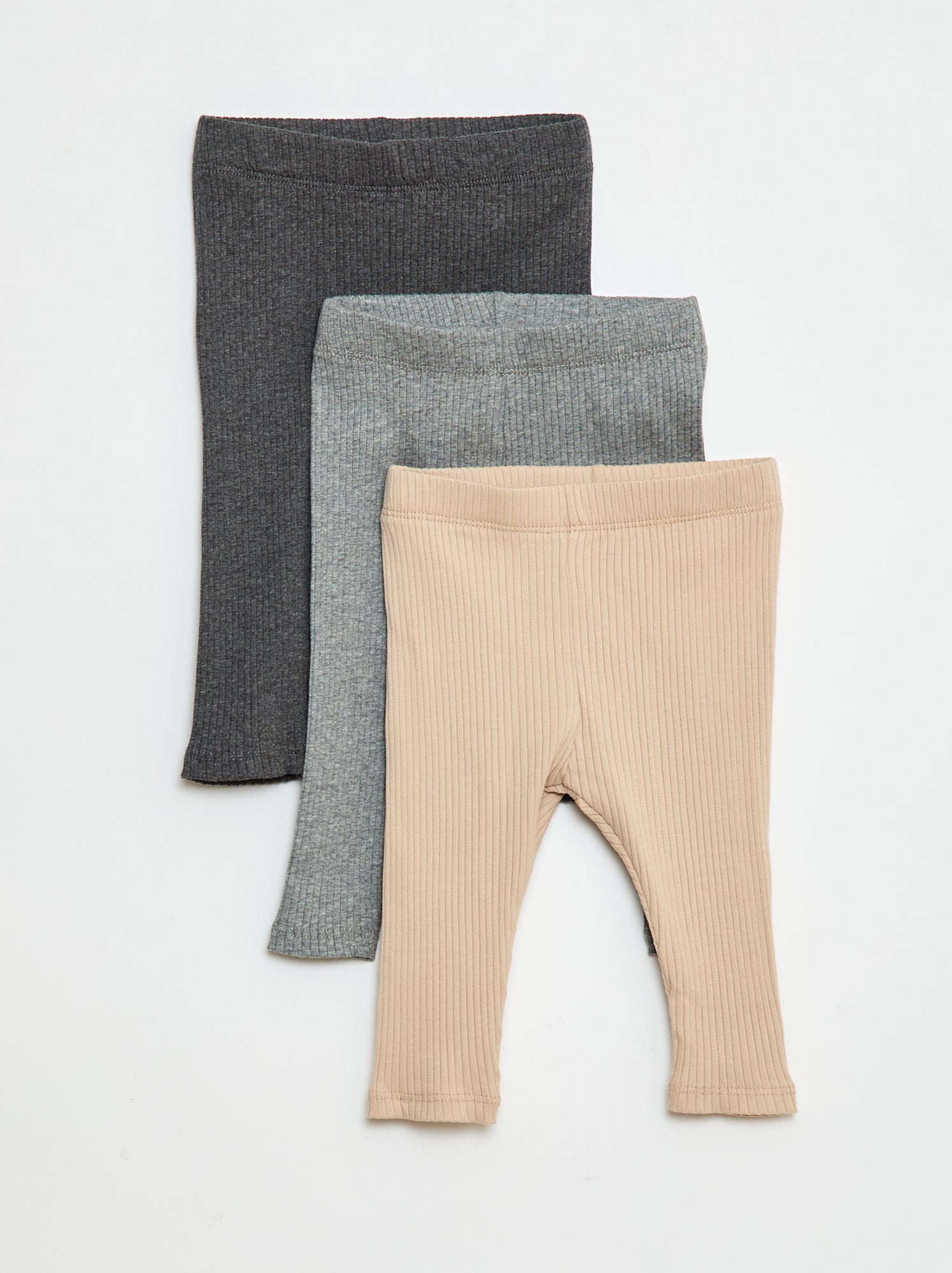 Lot de 3 leggings côtelés - Beige