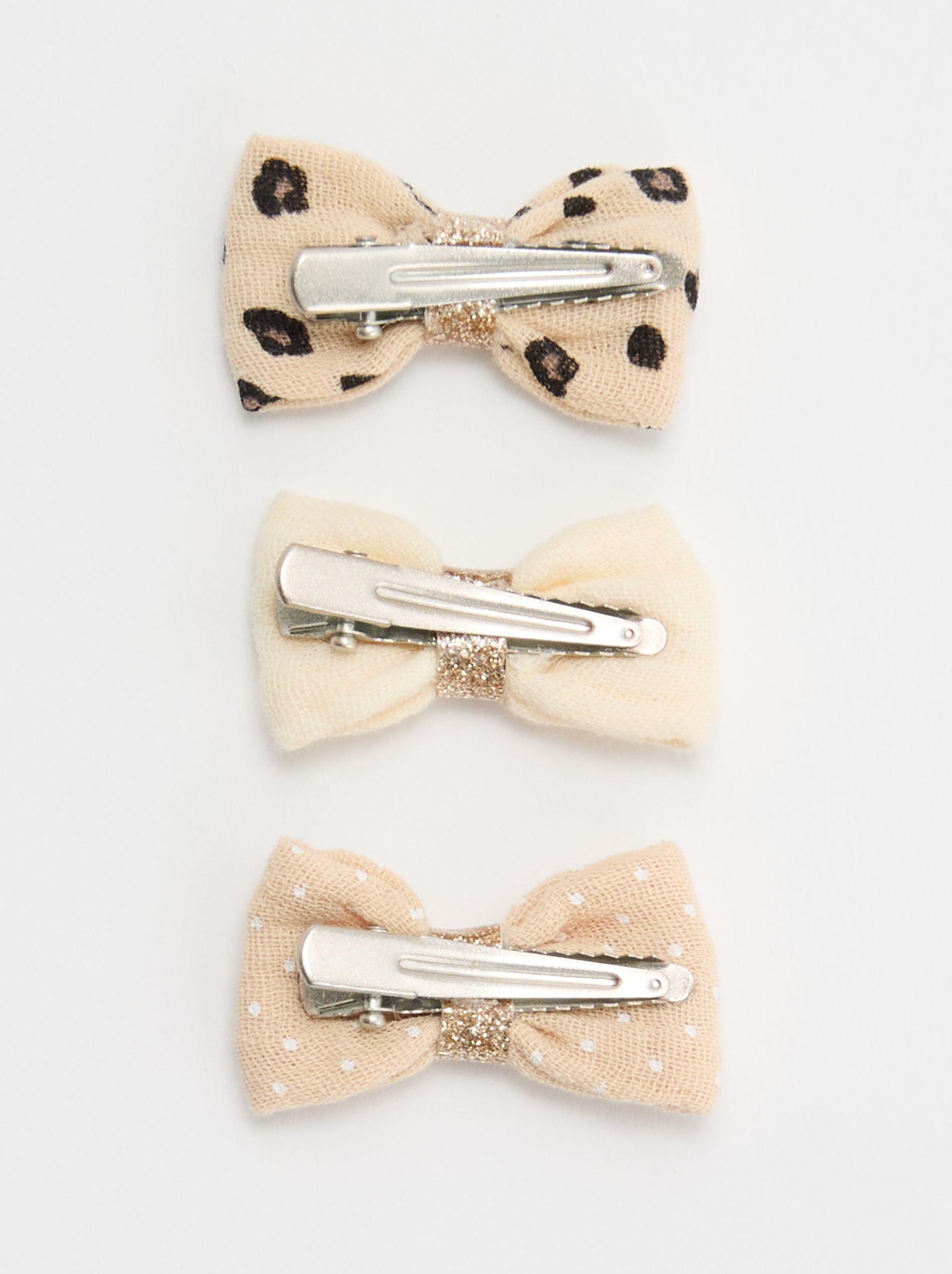 Lot de 3 pinces croco nœuds - Beige