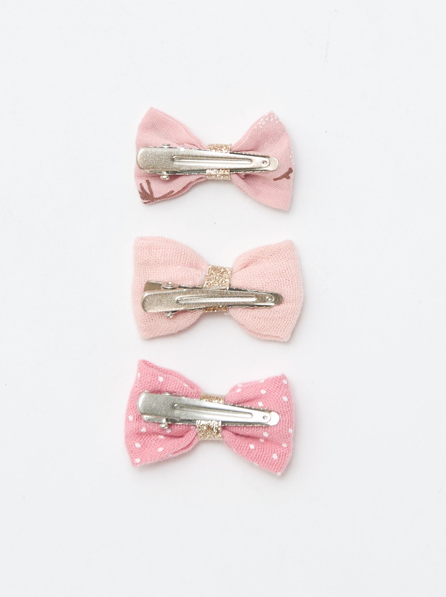 Lot de 3 pinces croco nœuds - Rose