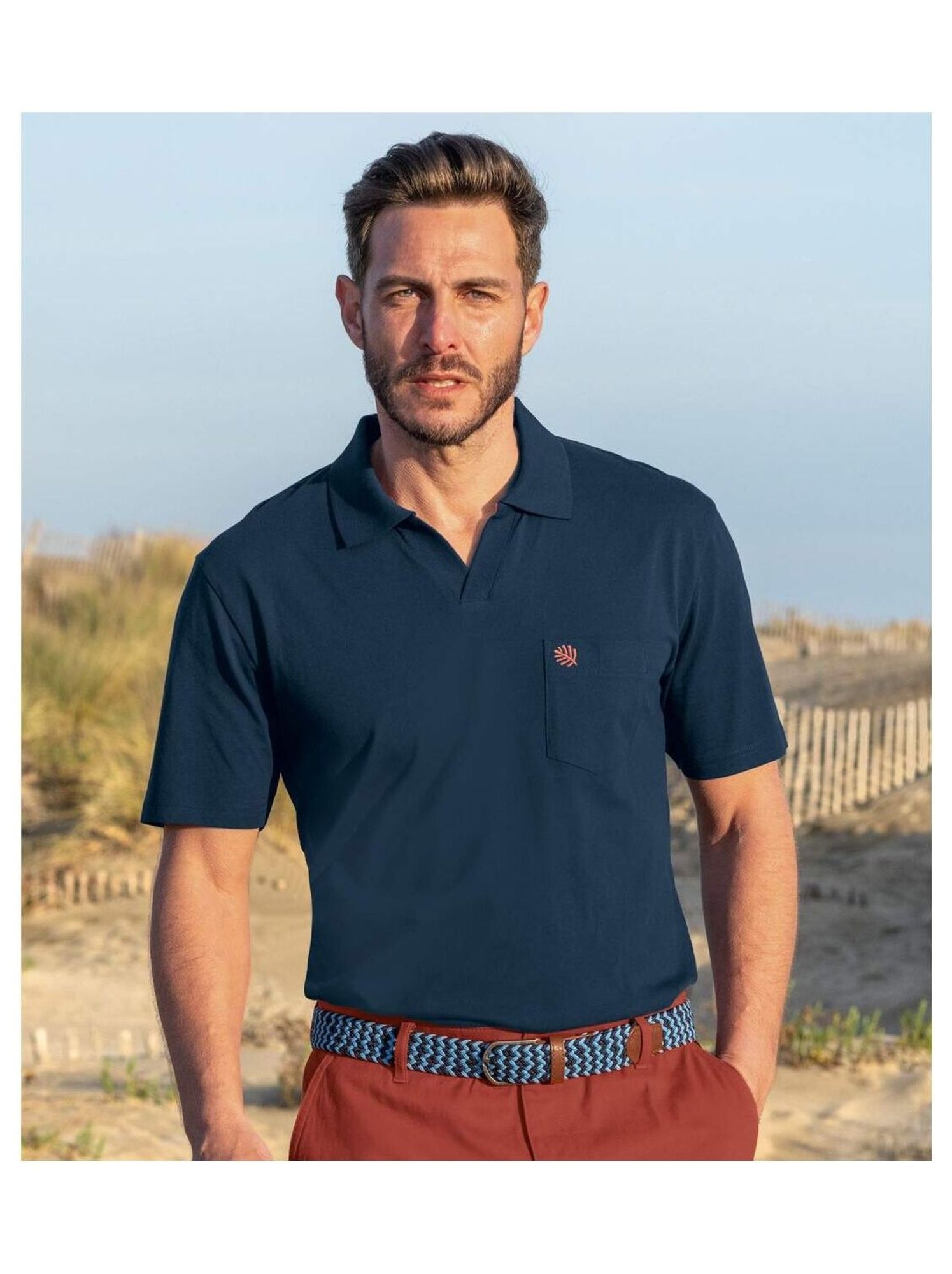 Lot de 3 Polos Outdoor   - ATLAS FOR MEN - Blanc Blanc Bleu
