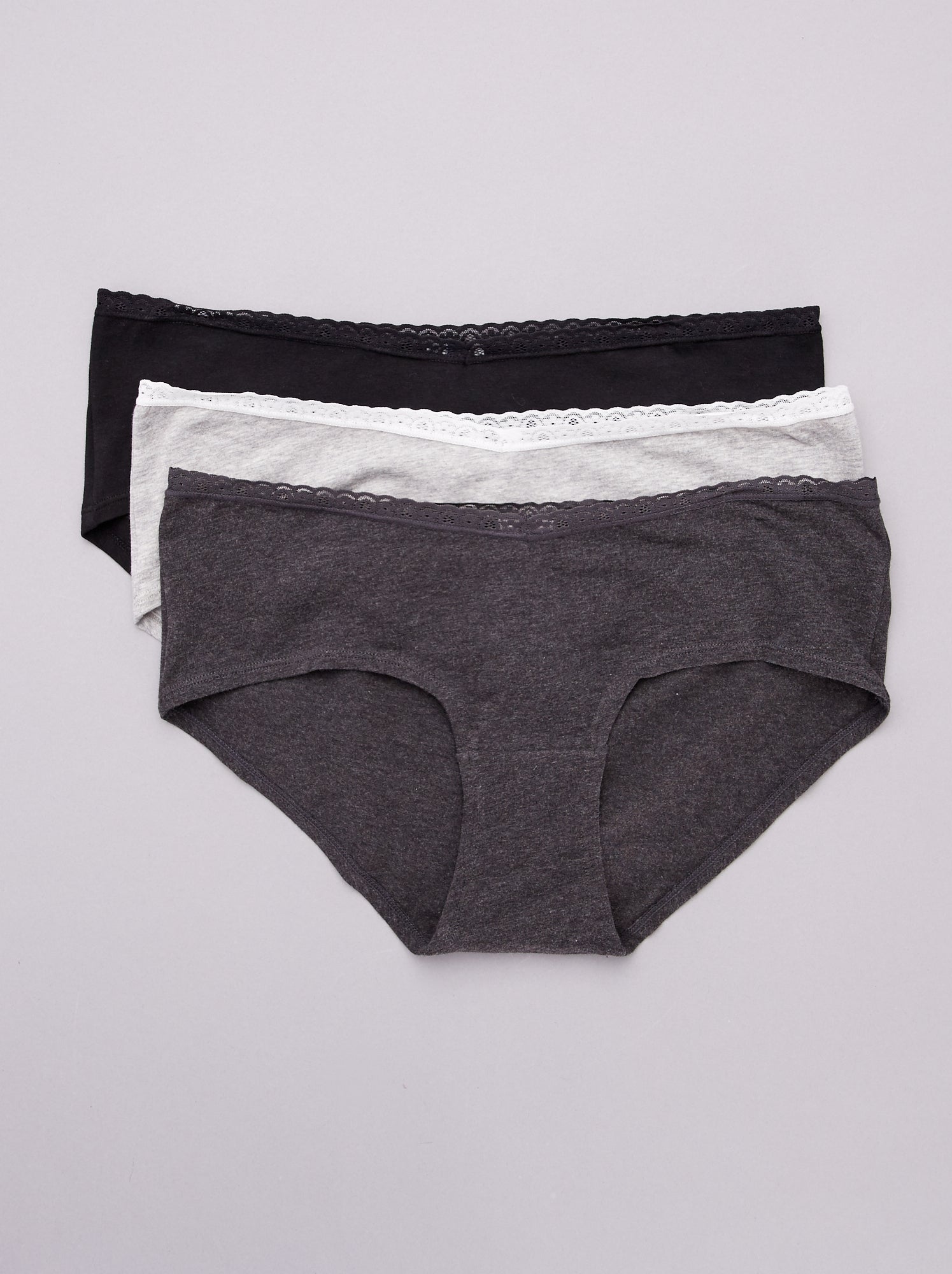 Lot de 3 shorties maternité - noir/gris clair/gris foncé
