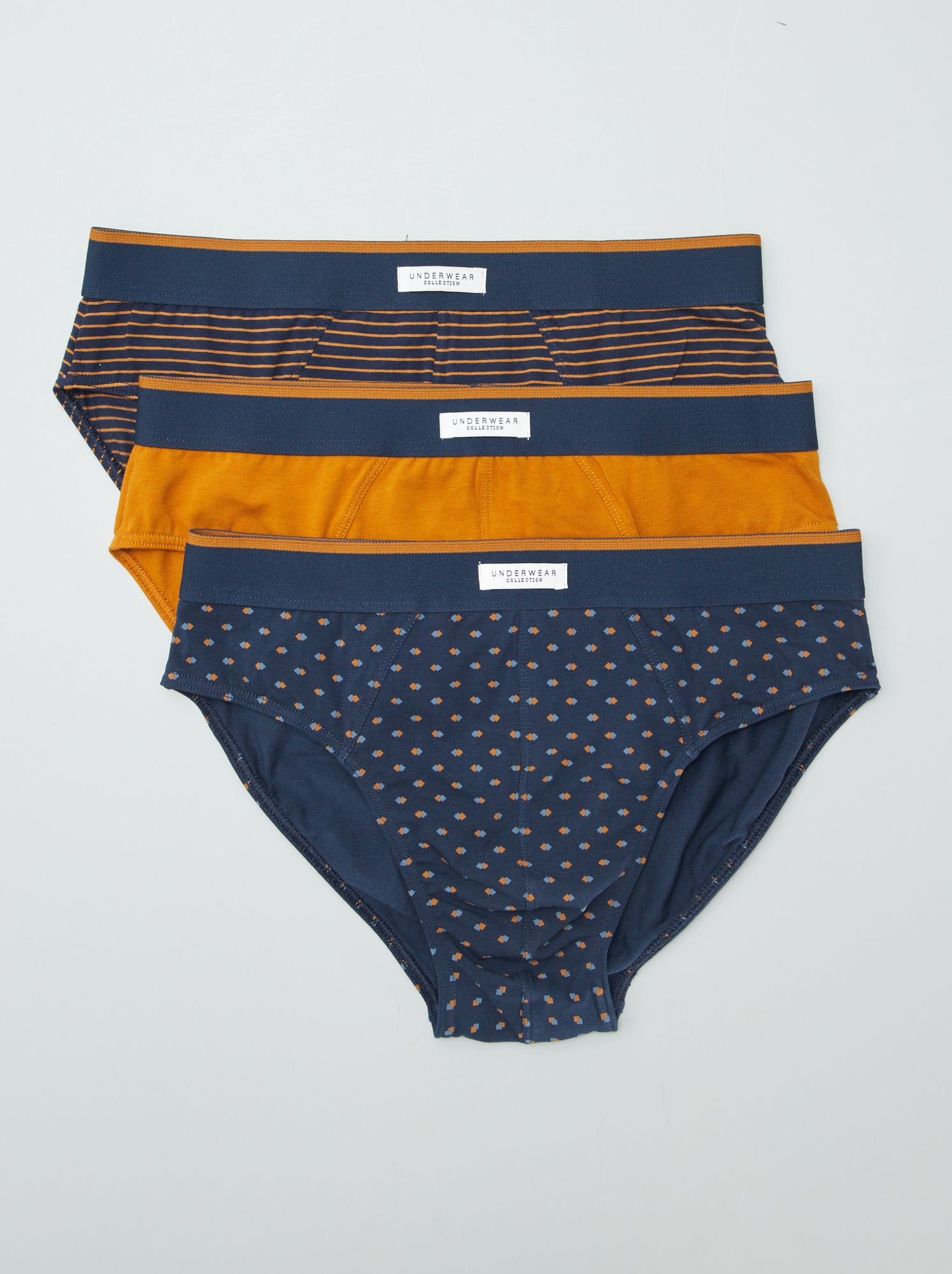 Lot de 3 slips imprimés - Marine/camel