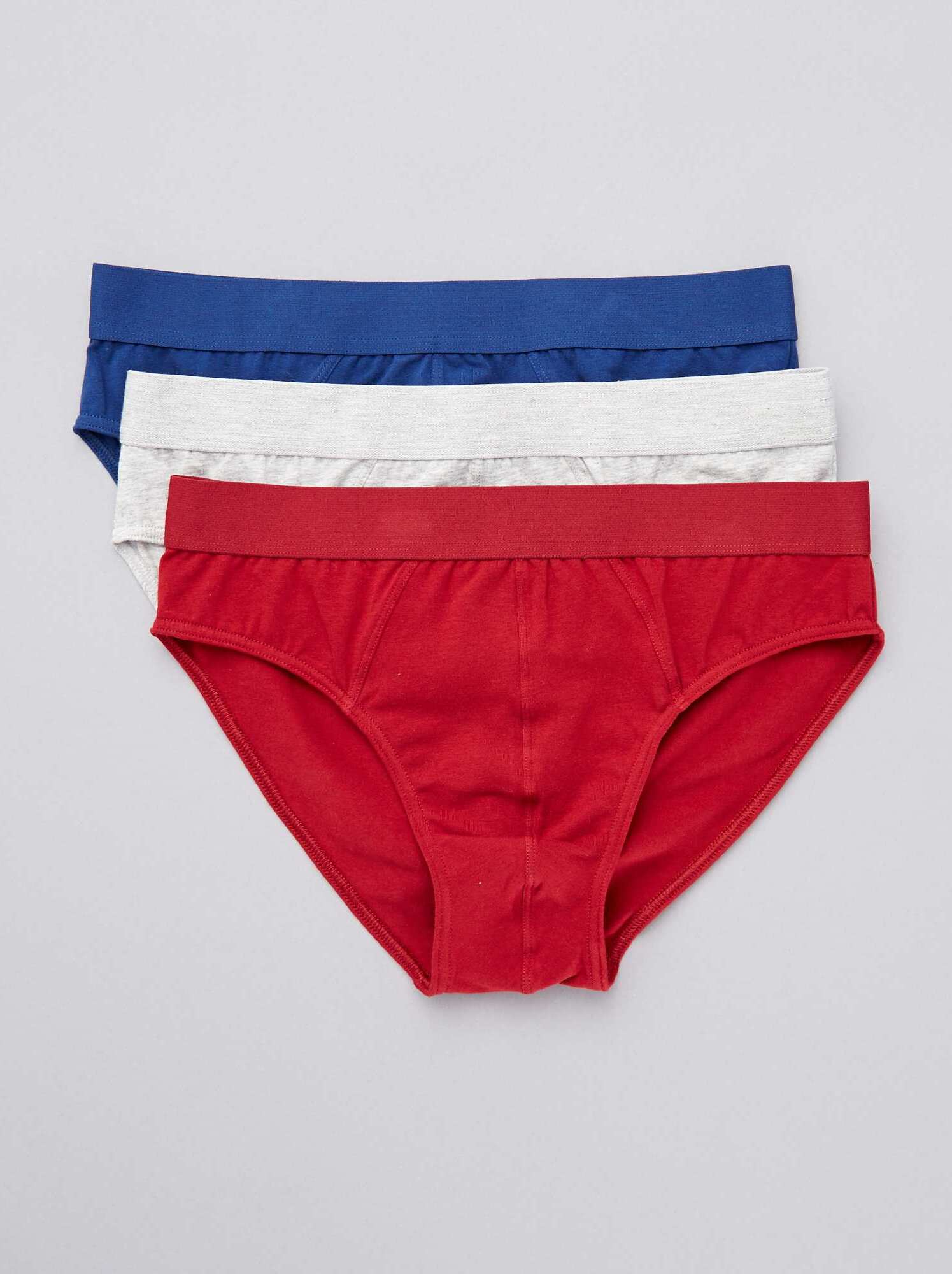 Lot de 3 slips unis - bleu gris rouge