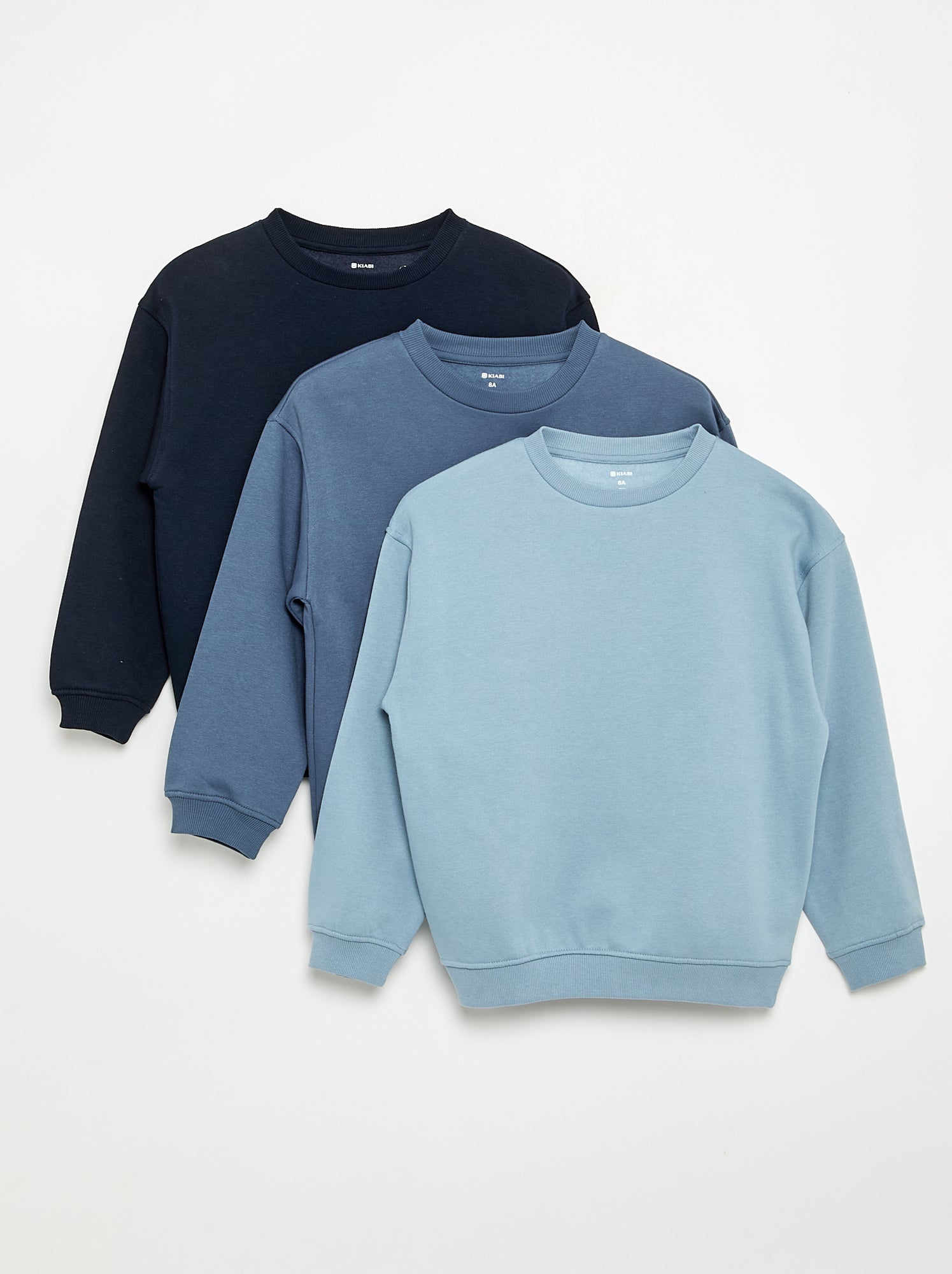 Lot de 3 sweats en polaire à manches longues - Bleu
