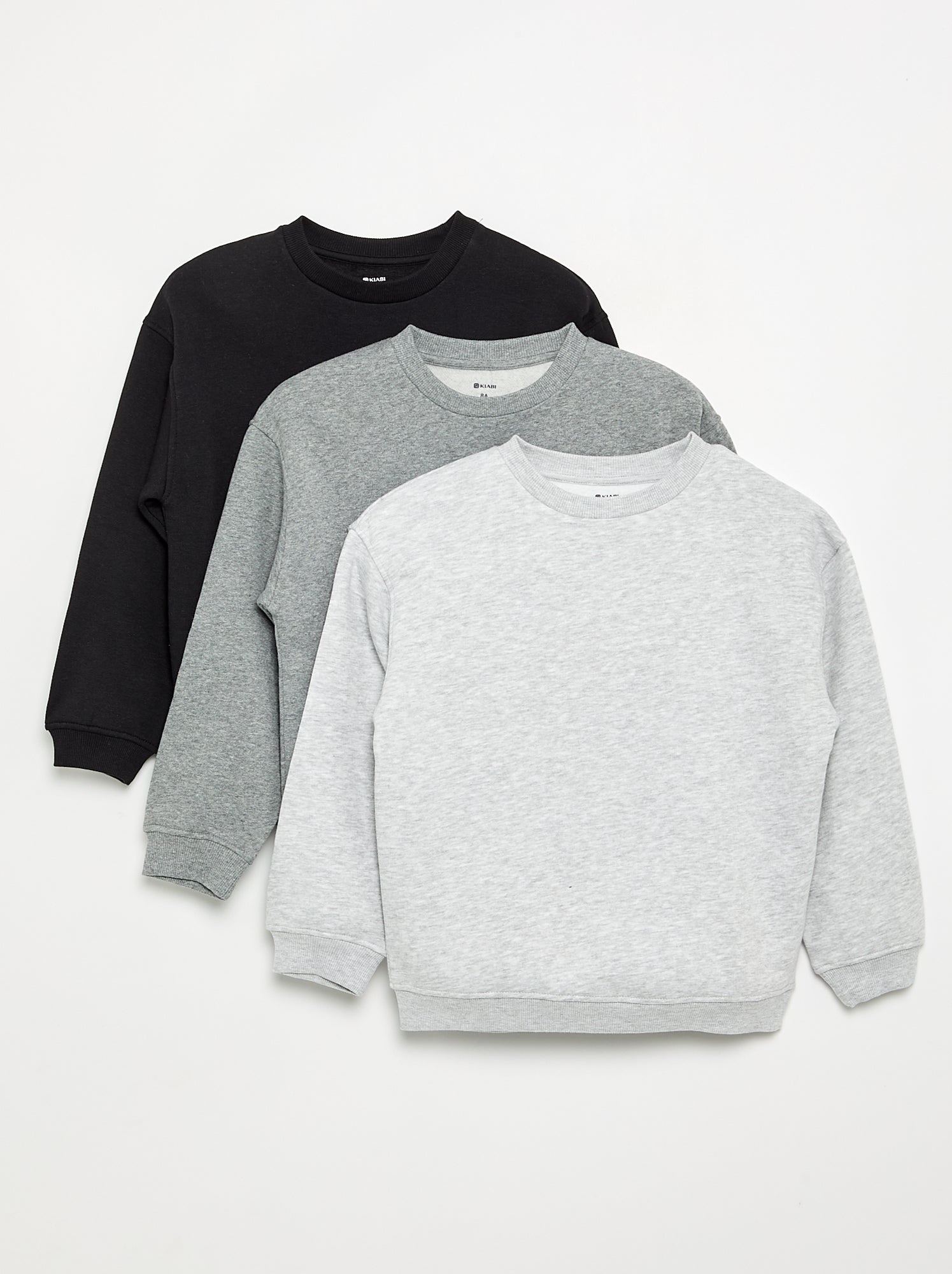 Lot de 3 sweats en polaire à manches longues - Gris
