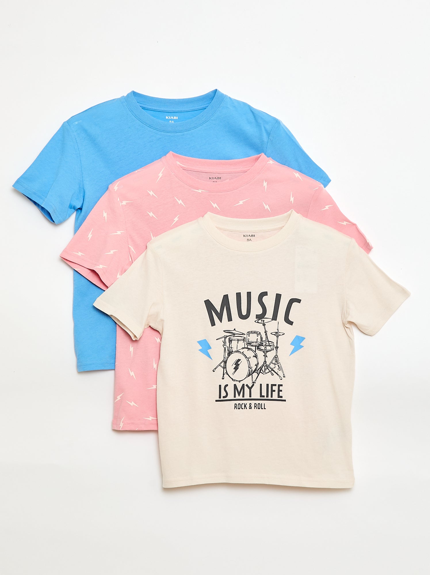 Lot de 3 t-shirts en coton - Bleu