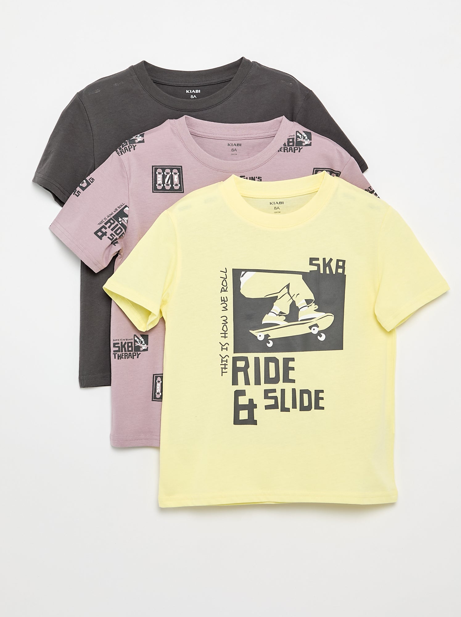 Lot de 3 t-shirts en coton - Gris
