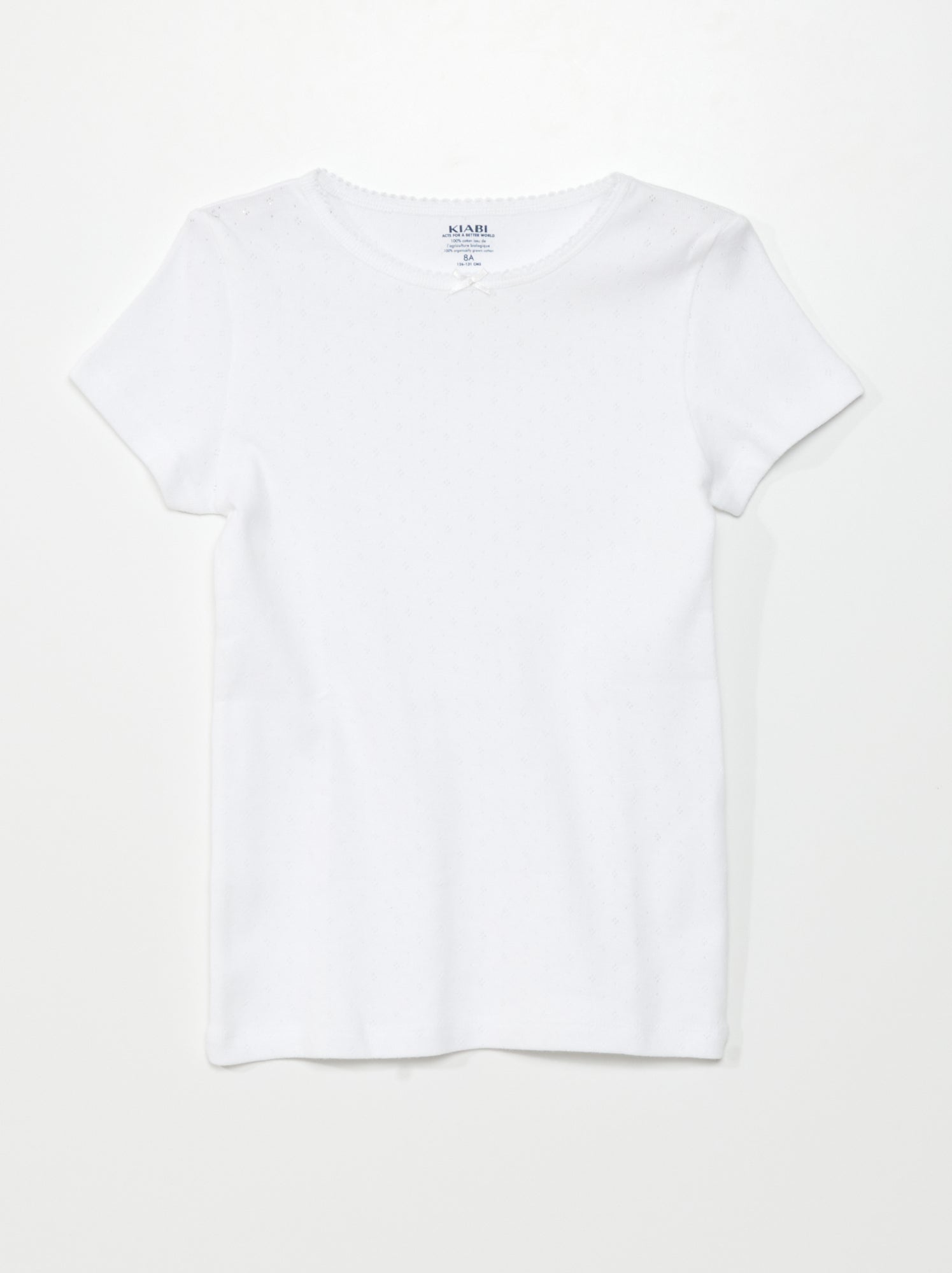 Lot de 3 t-shirts en maille pointelle - Blanc/gris