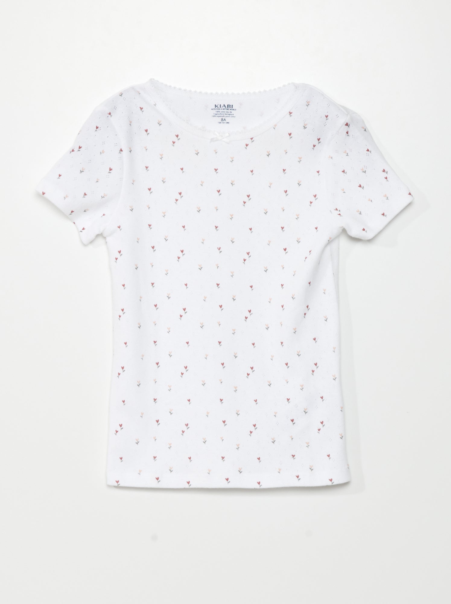 Lot de 3 t-shirts en maille pointelle - Blanc/gris