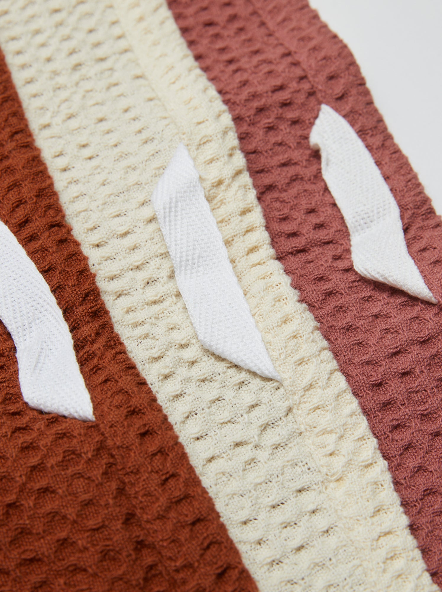 Lot de 3 torchons en nid d'abeilles - Rose/blanc/ocre