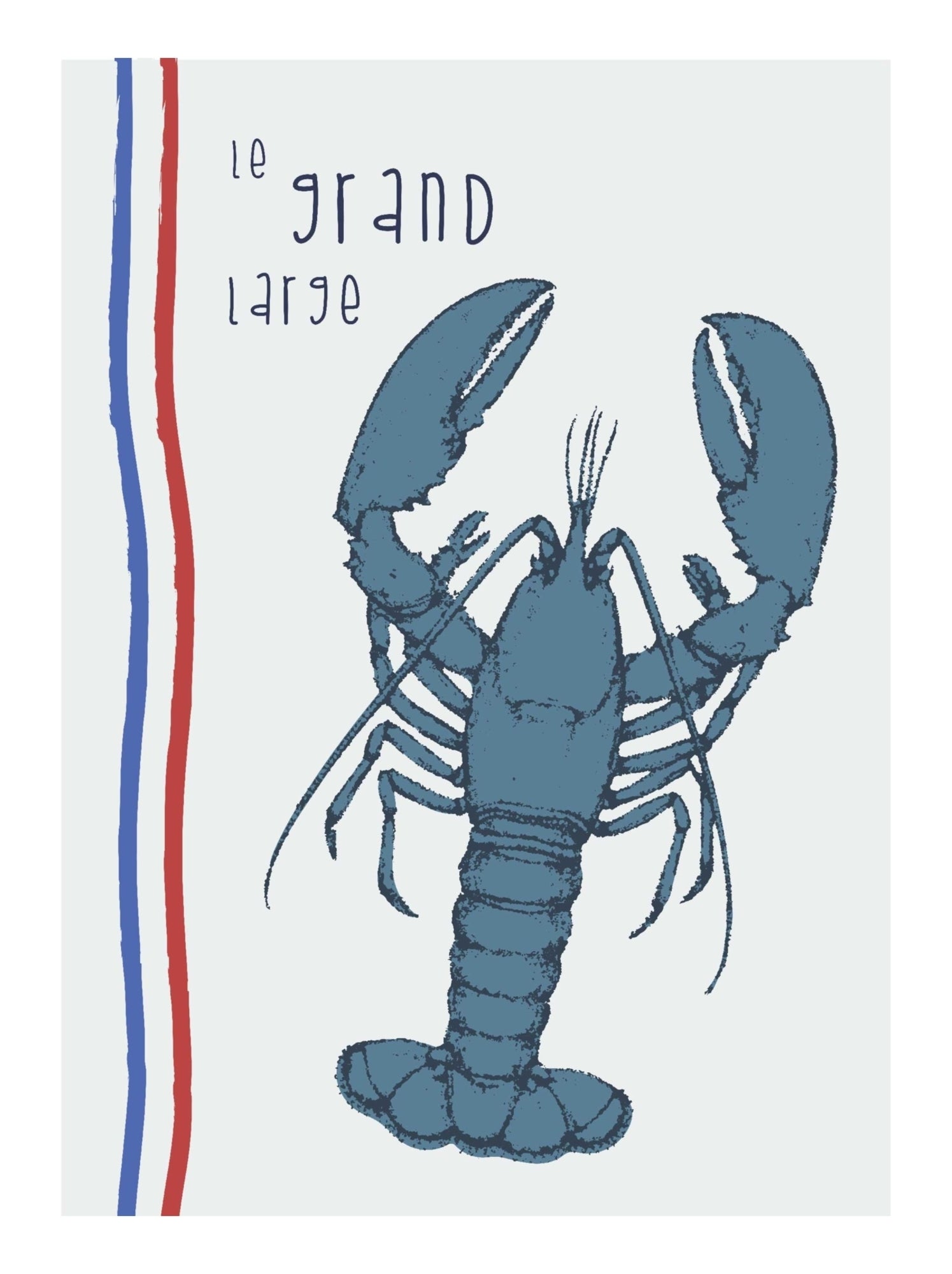 Lot de 3 torchons illustrations marines en coton lavé - Ecru