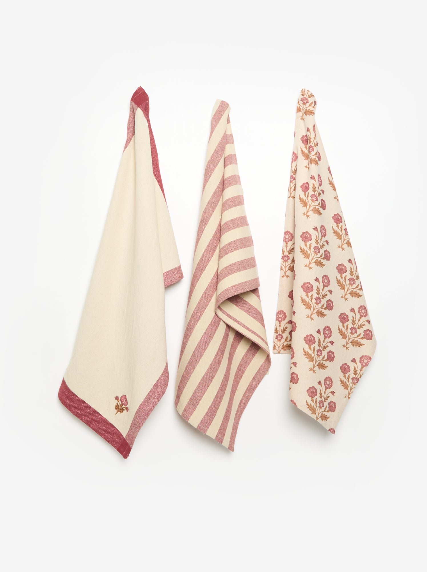 Lot de 3 torchons - Rose