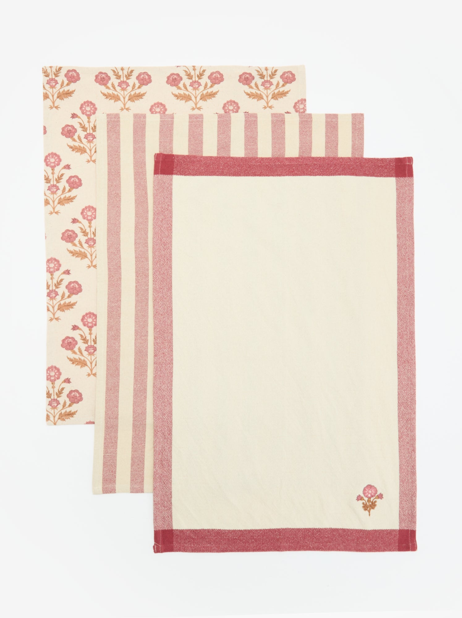 Lot de 3 torchons - Rose