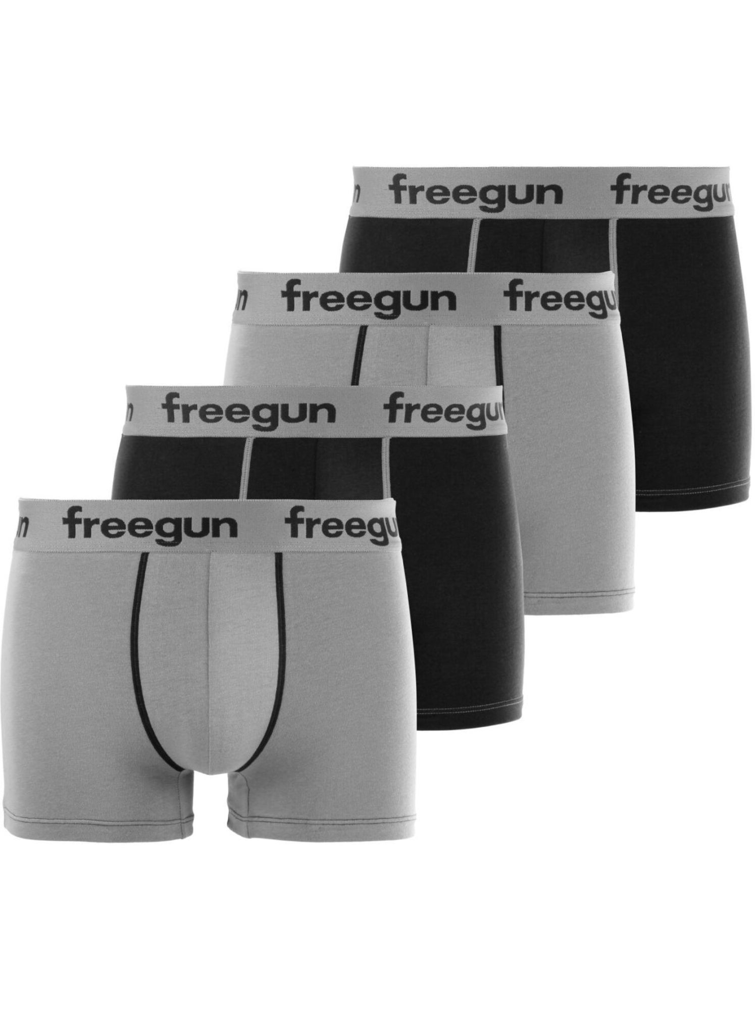 Lot de 4 boxers garçon coton gris freegun - Gris