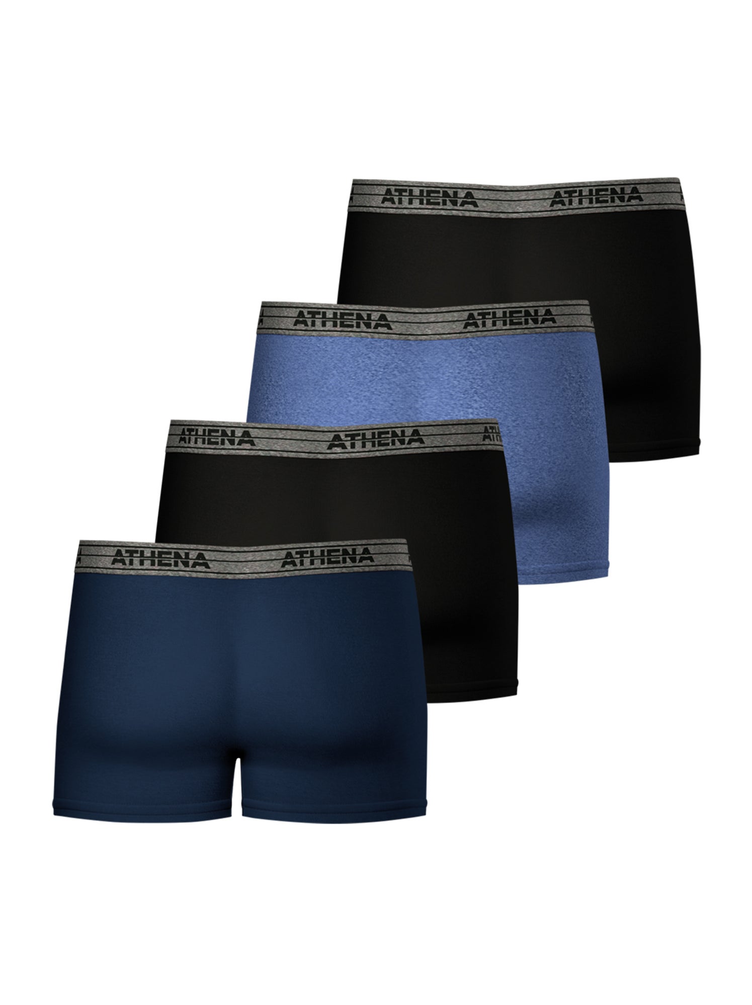 Lot de 4 boxers homme ecopack basic coton athena - Bleu Bleu Noir
