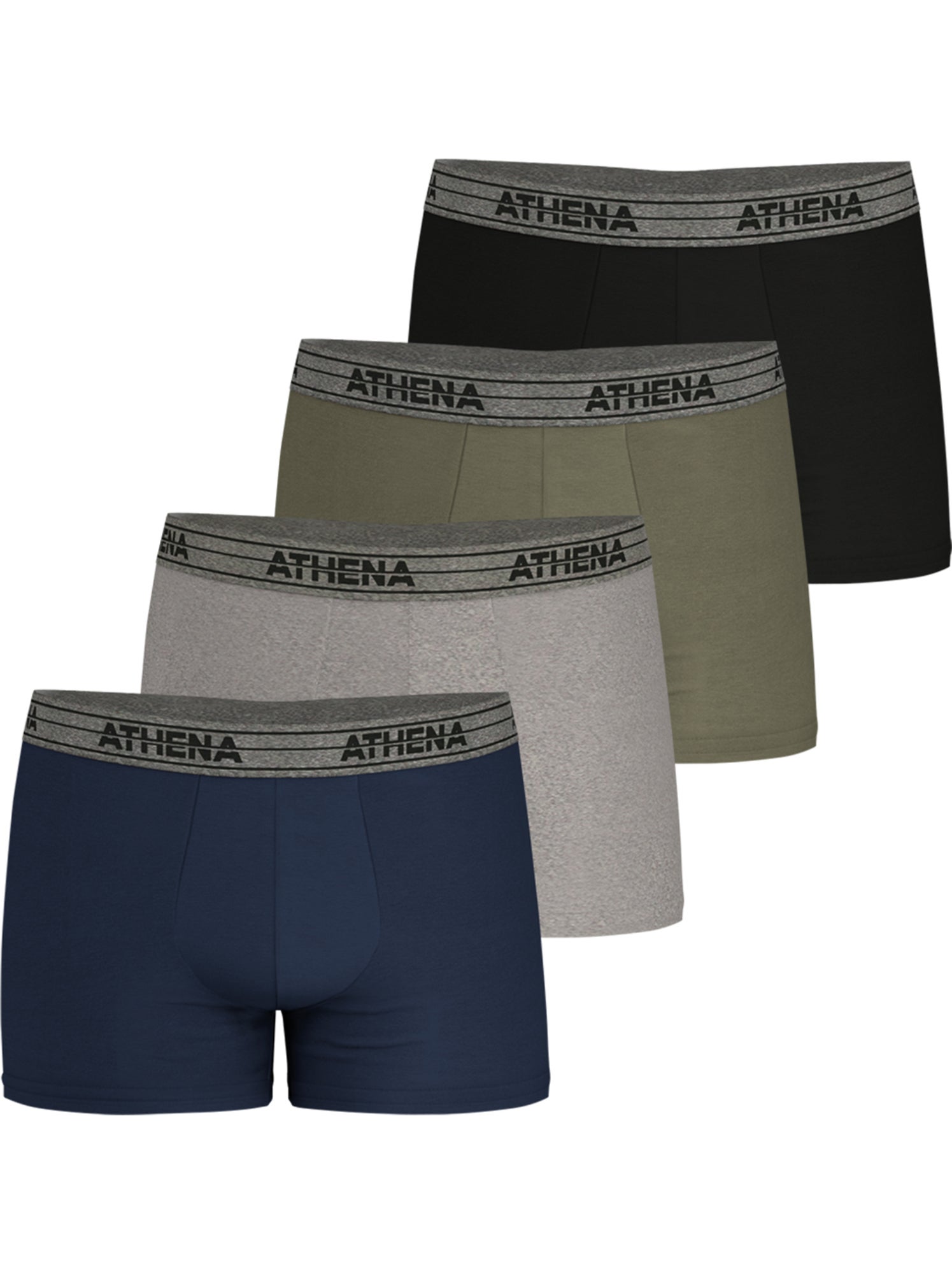 Lot de 4 boxers homme ecopack basic coton athena - Gris Vert clair Bleu