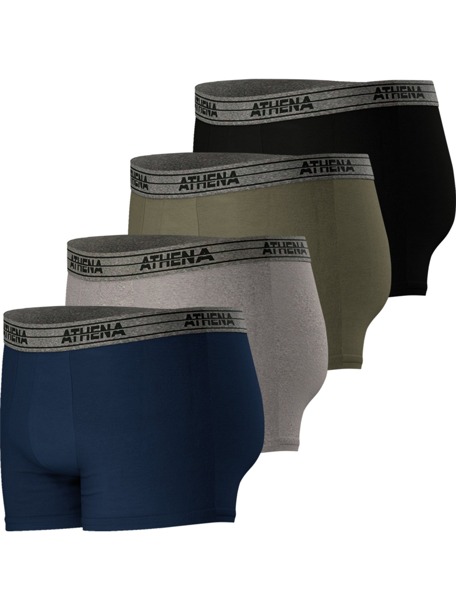 Lot de 4 boxers homme ecopack basic coton athena - Gris Vert clair Bleu