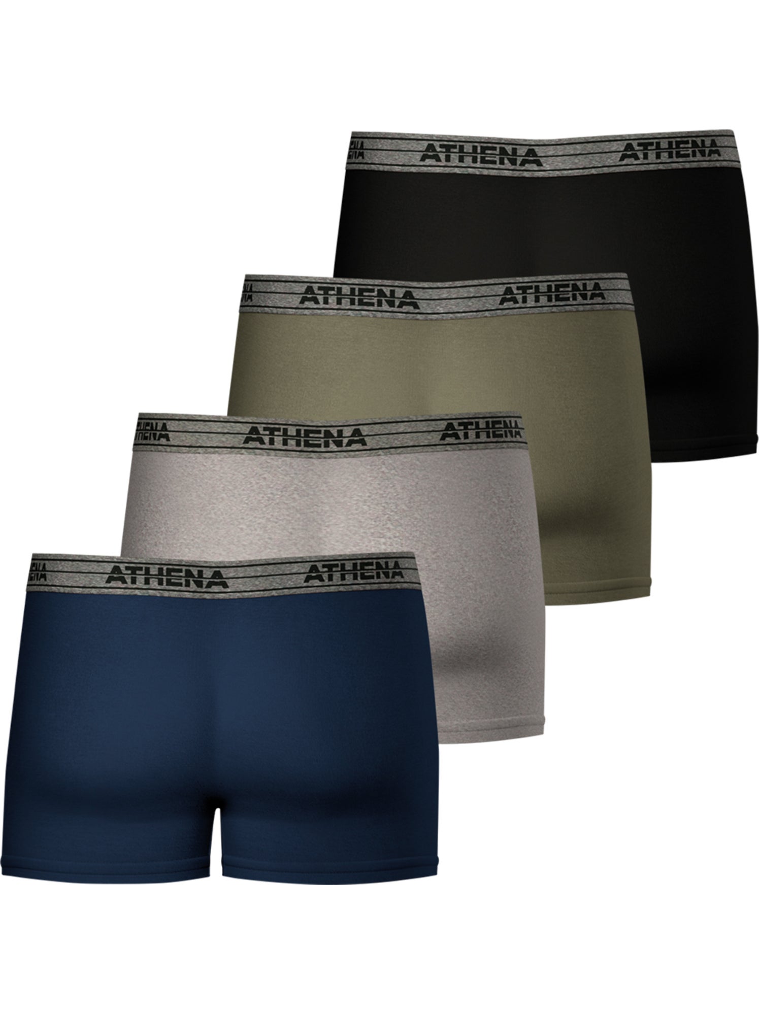 Lot de 4 boxers homme ecopack basic coton athena - Gris Vert clair Bleu