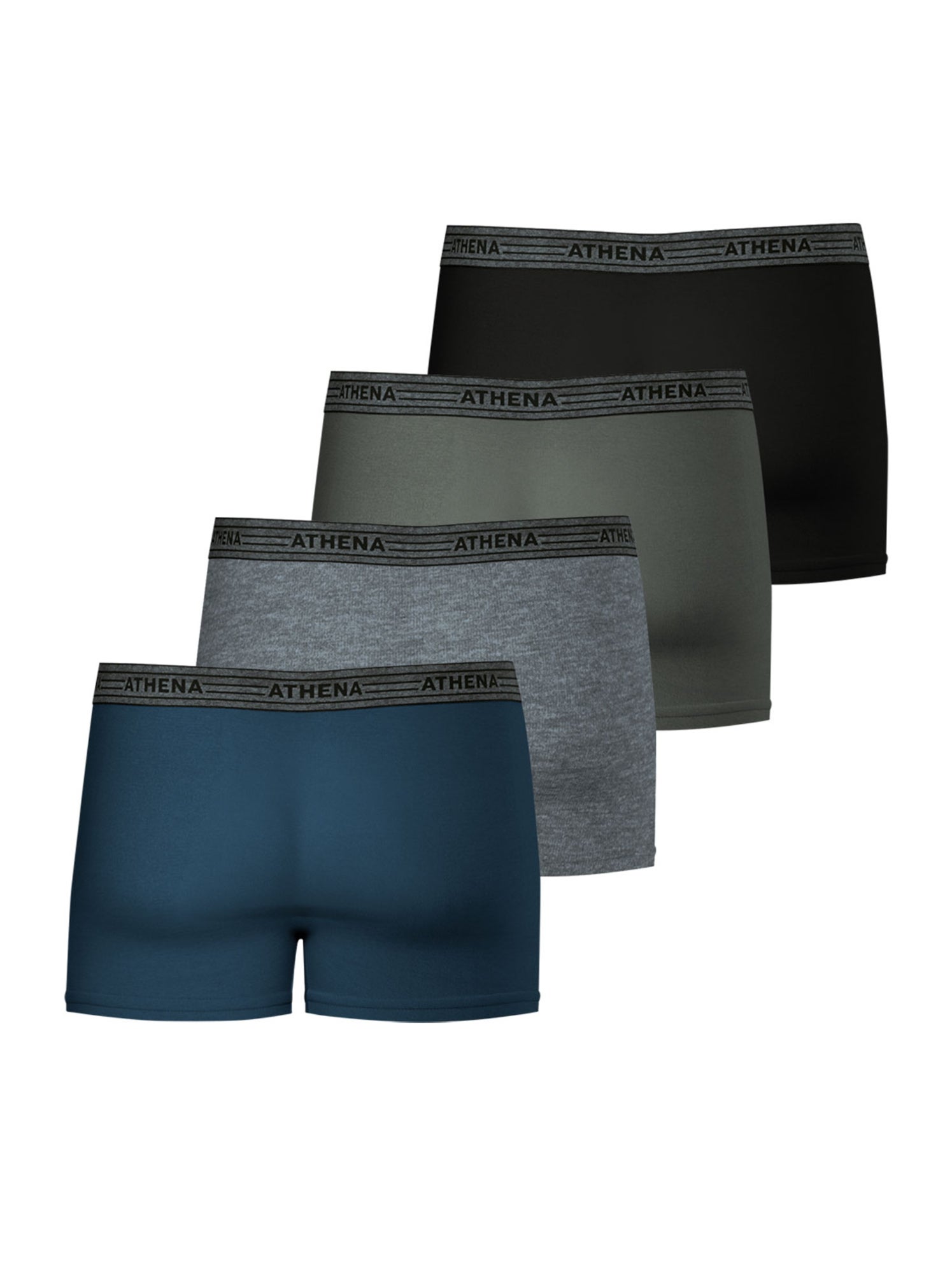 Lot de 4 boxers homme ecopack basic coton athena - Gris Vert clair Bleu