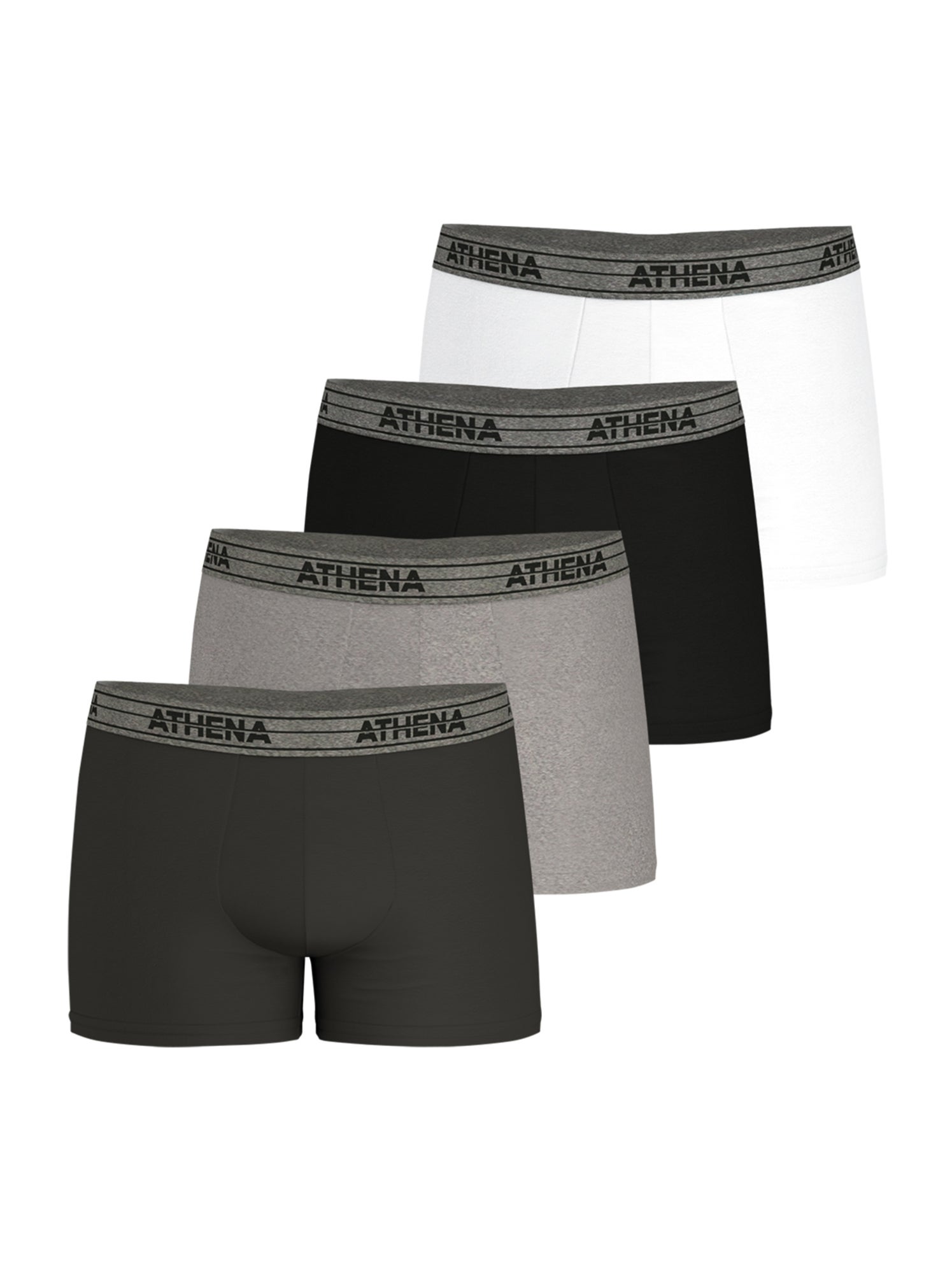 Lot de 4 boxers homme ecopack basic coton athena - Gris Gris Noir