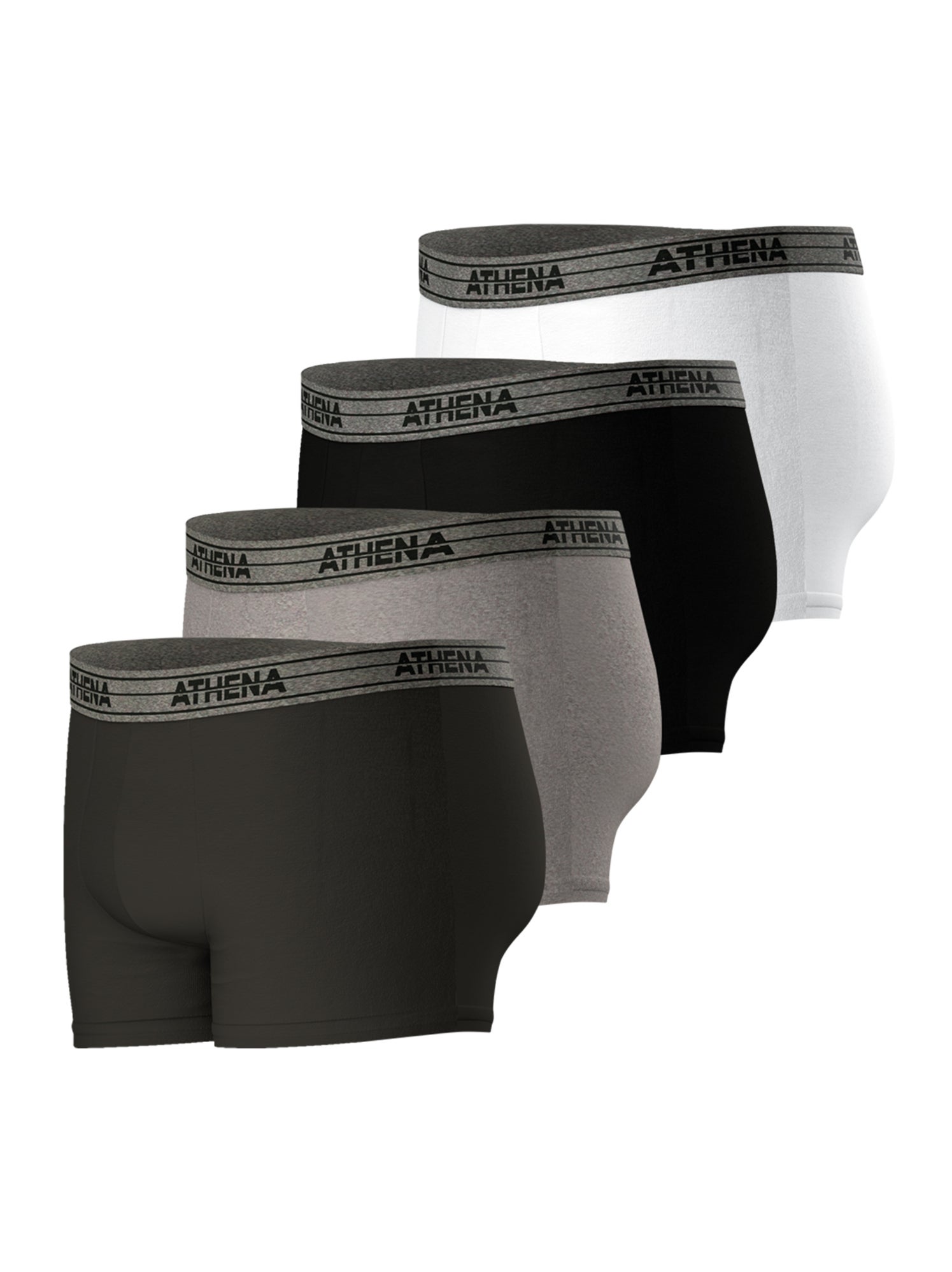 Lot de 4 boxers homme ecopack basic coton athena - Gris Gris Noir