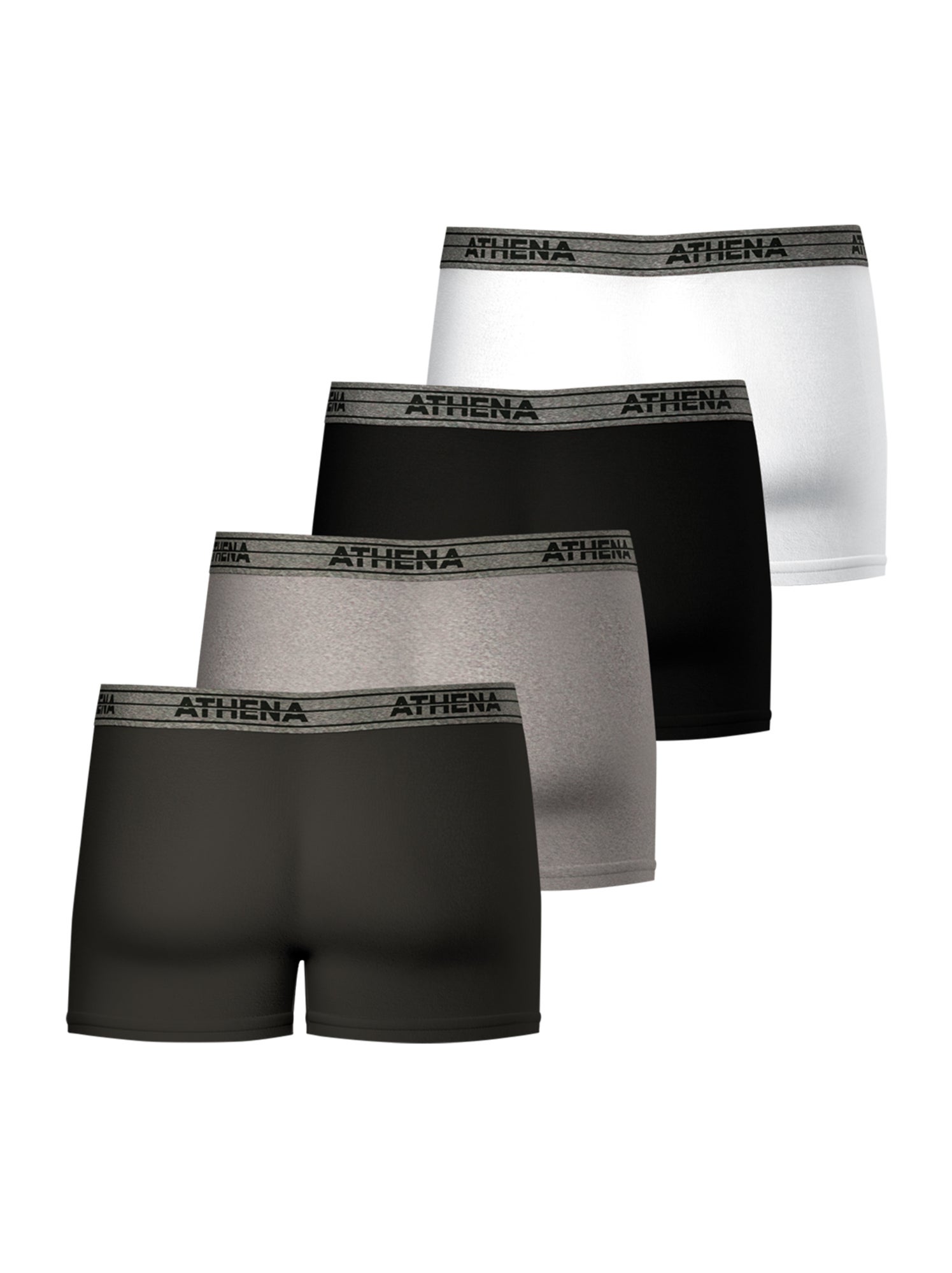 Lot de 4 boxers homme ecopack basic coton athena - Gris Gris Noir