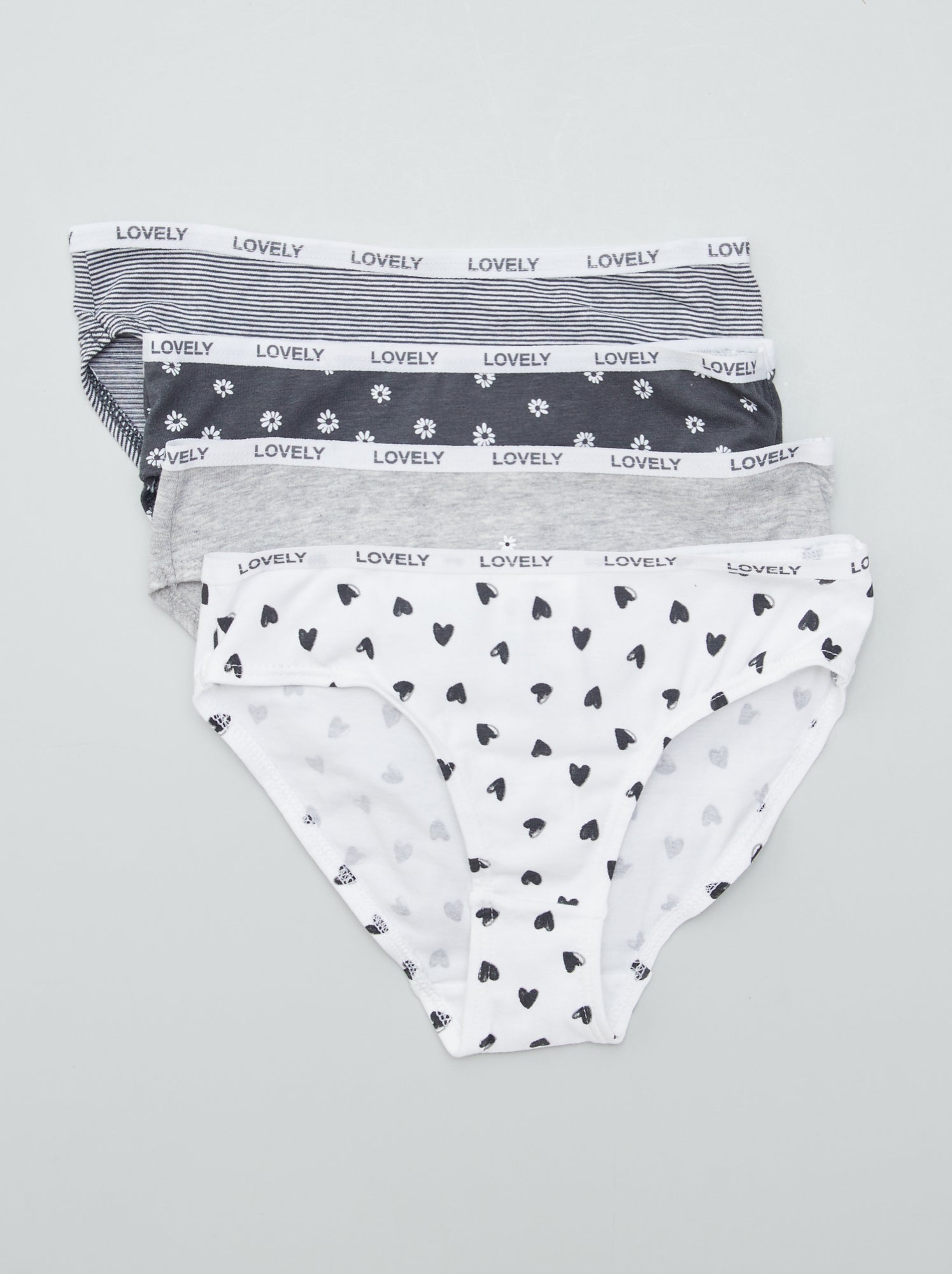 Lot de 4 culottes imprimées - Gris