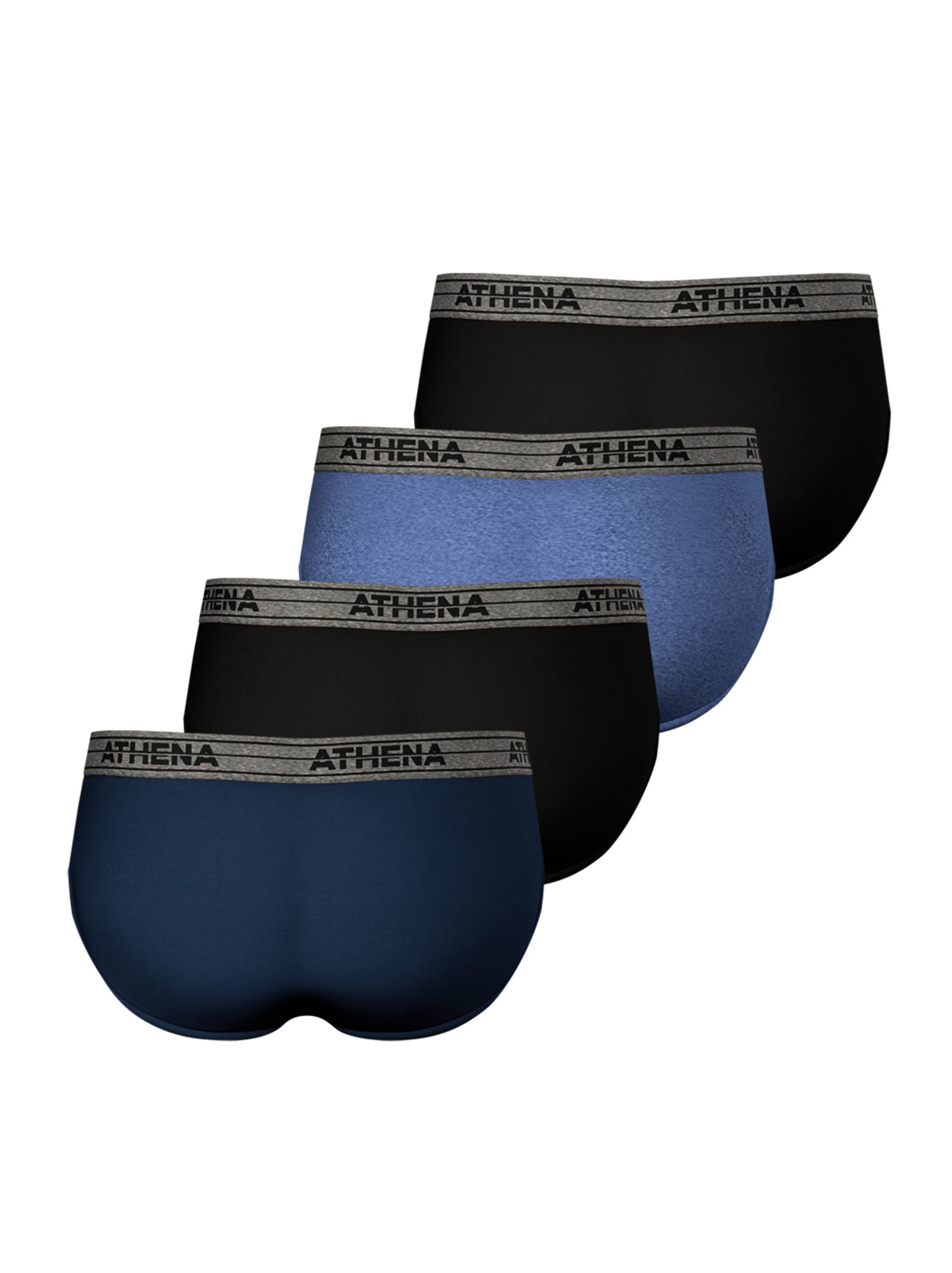Lot de 4 slips homme ecopack basic coton athena - Bleu Bleu Noir