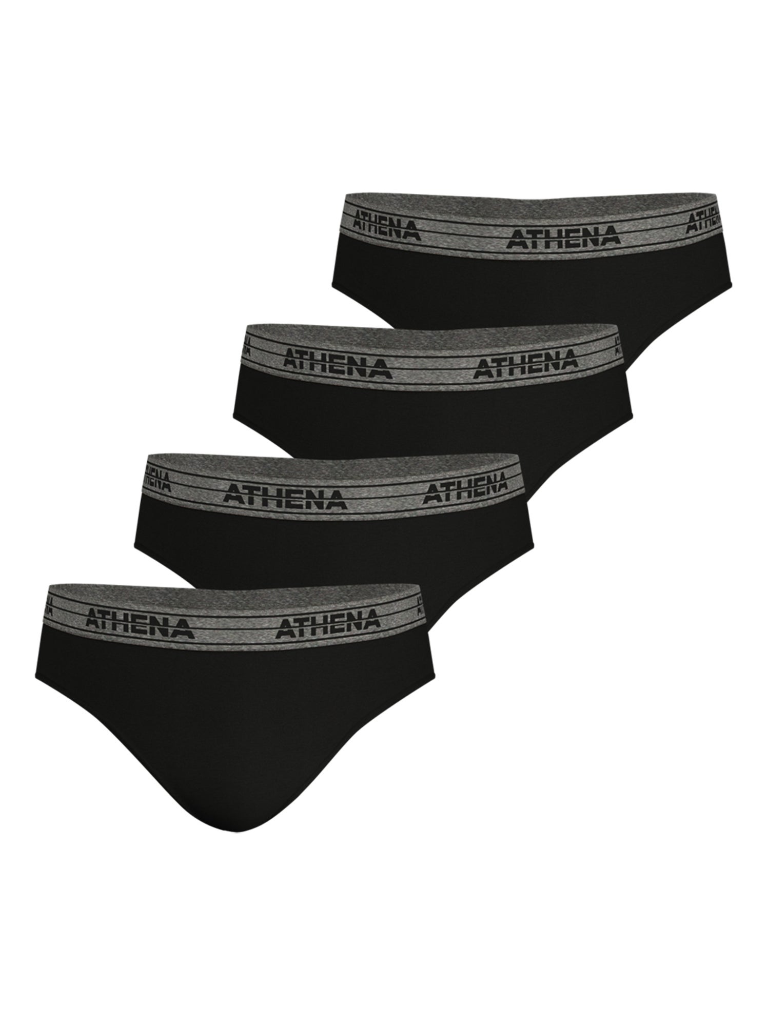 Lot de 4 slips homme ecopack basic coton athena - Noir Noir