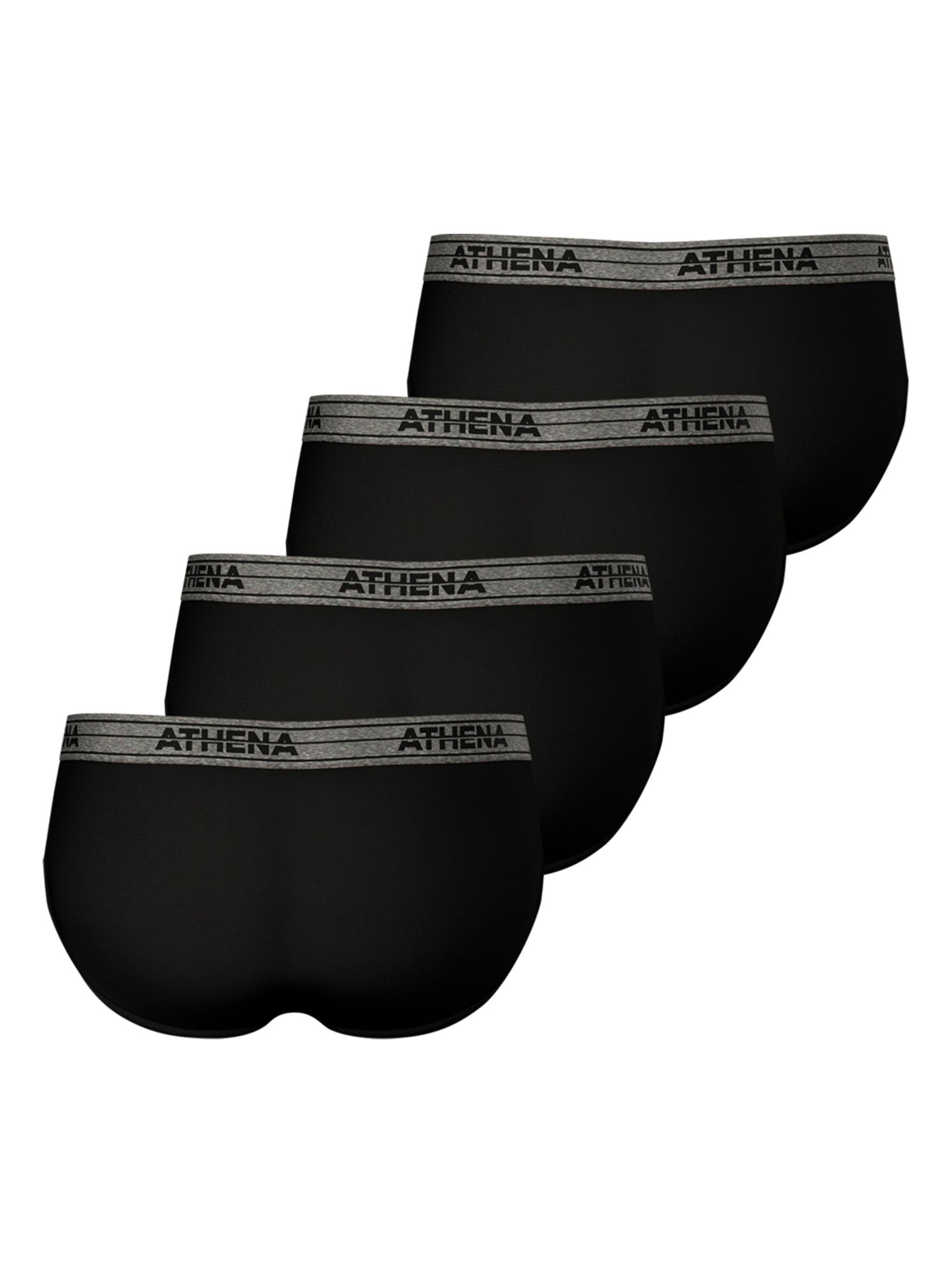 Lot de 4 slips homme ecopack basic coton athena - Noir Noir