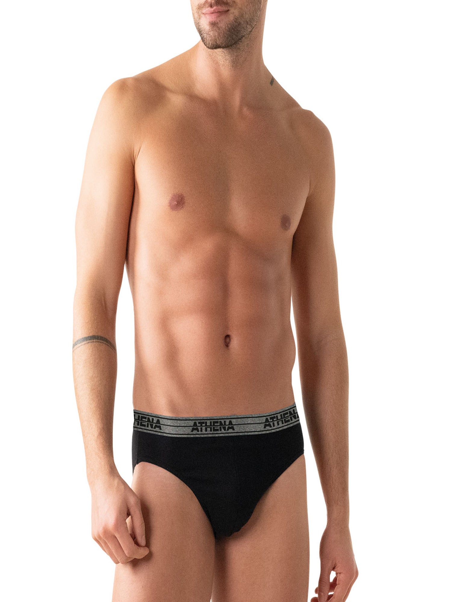 Lot de 4 slips homme ecopack basic coton athena - Noir Noir