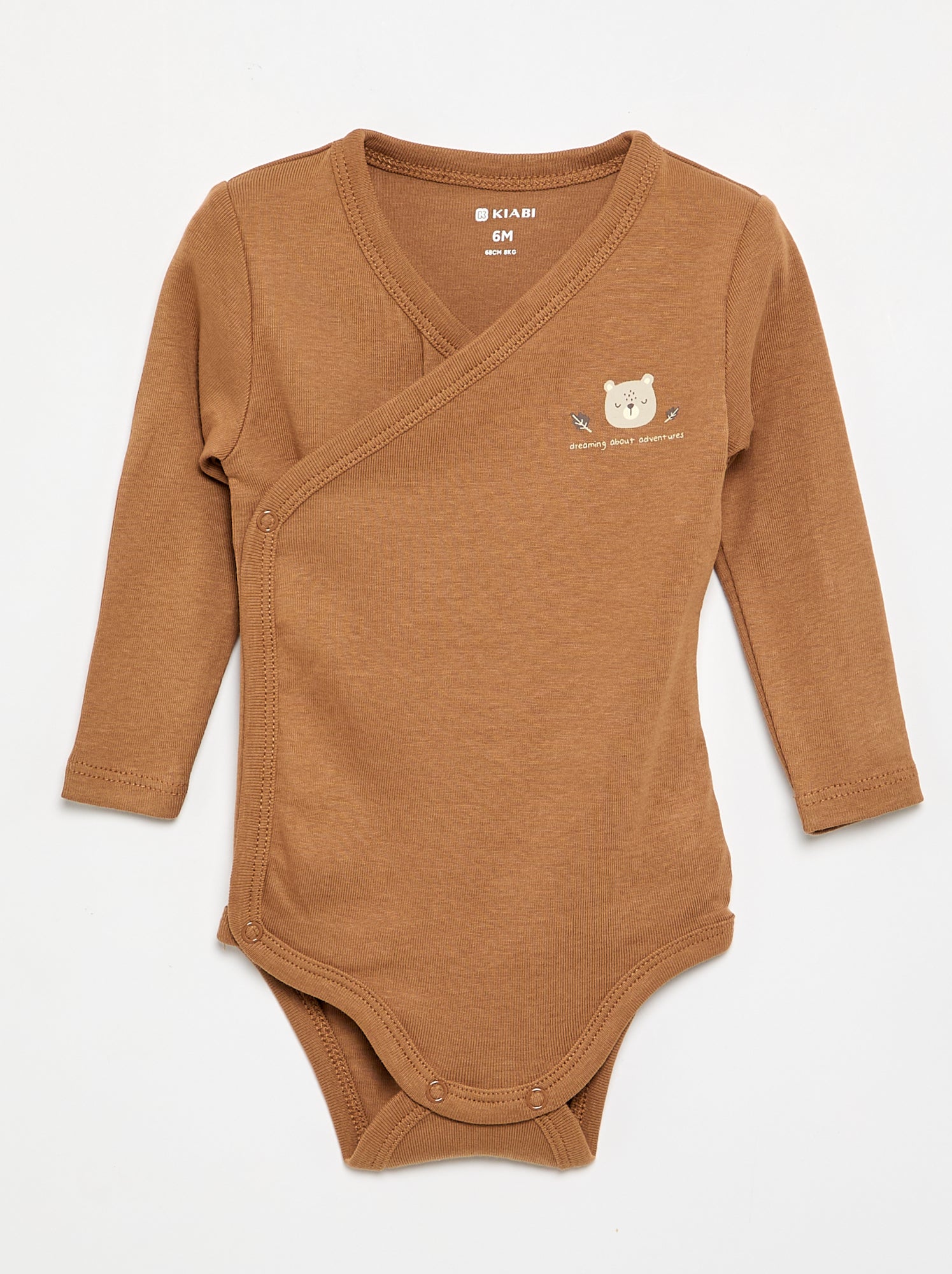 Lot de 5 bodies imprimés en coton - Marron