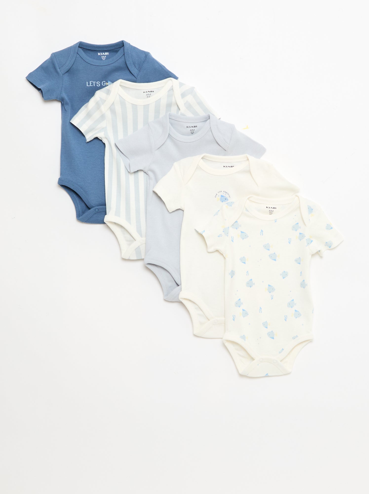Lot de 5 bodies manches courtes en coton - Bleu (FHP03_10)