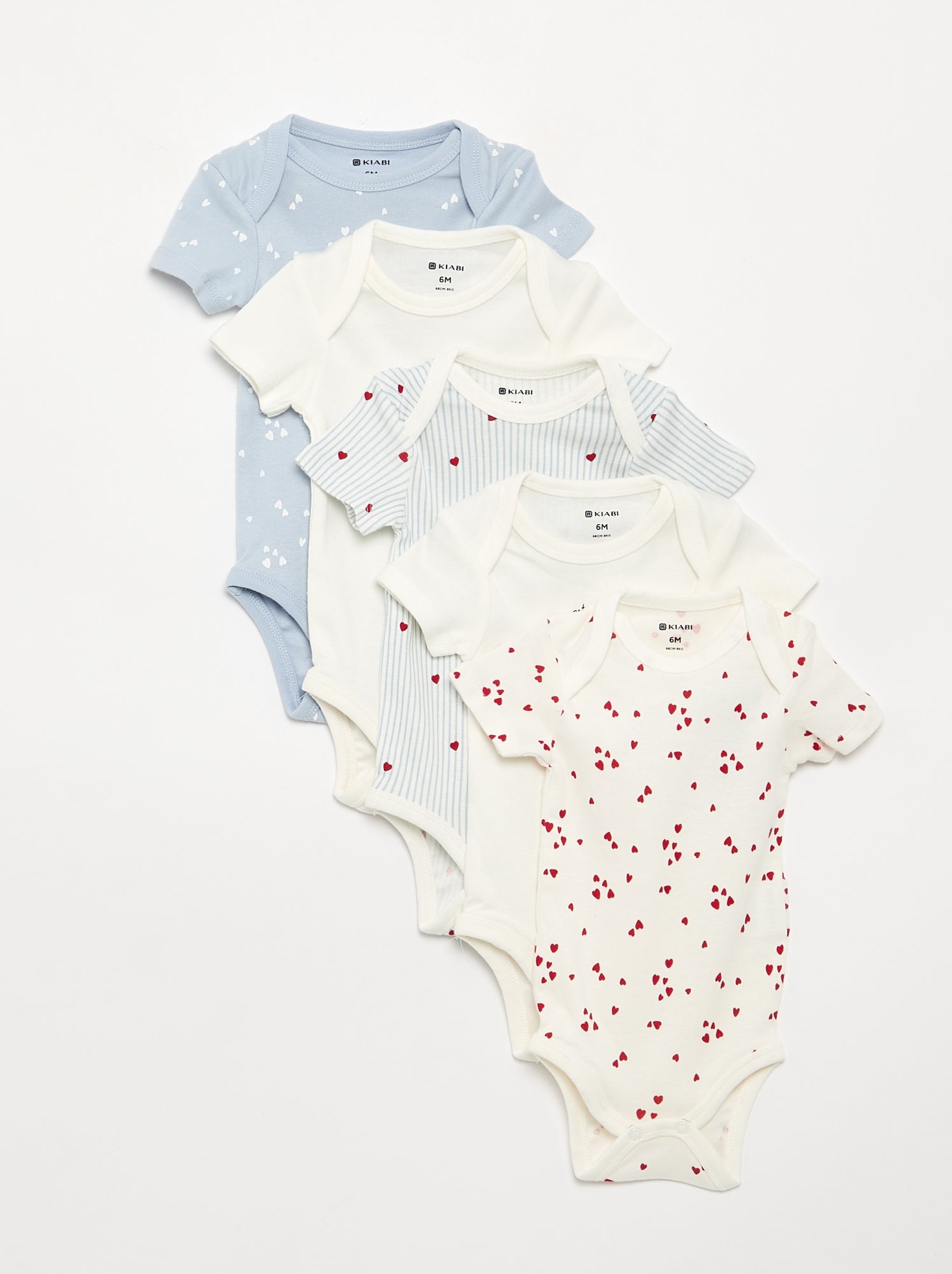Lot de 5 bodies manches courtes en coton - Bleu (FHP03_11)
