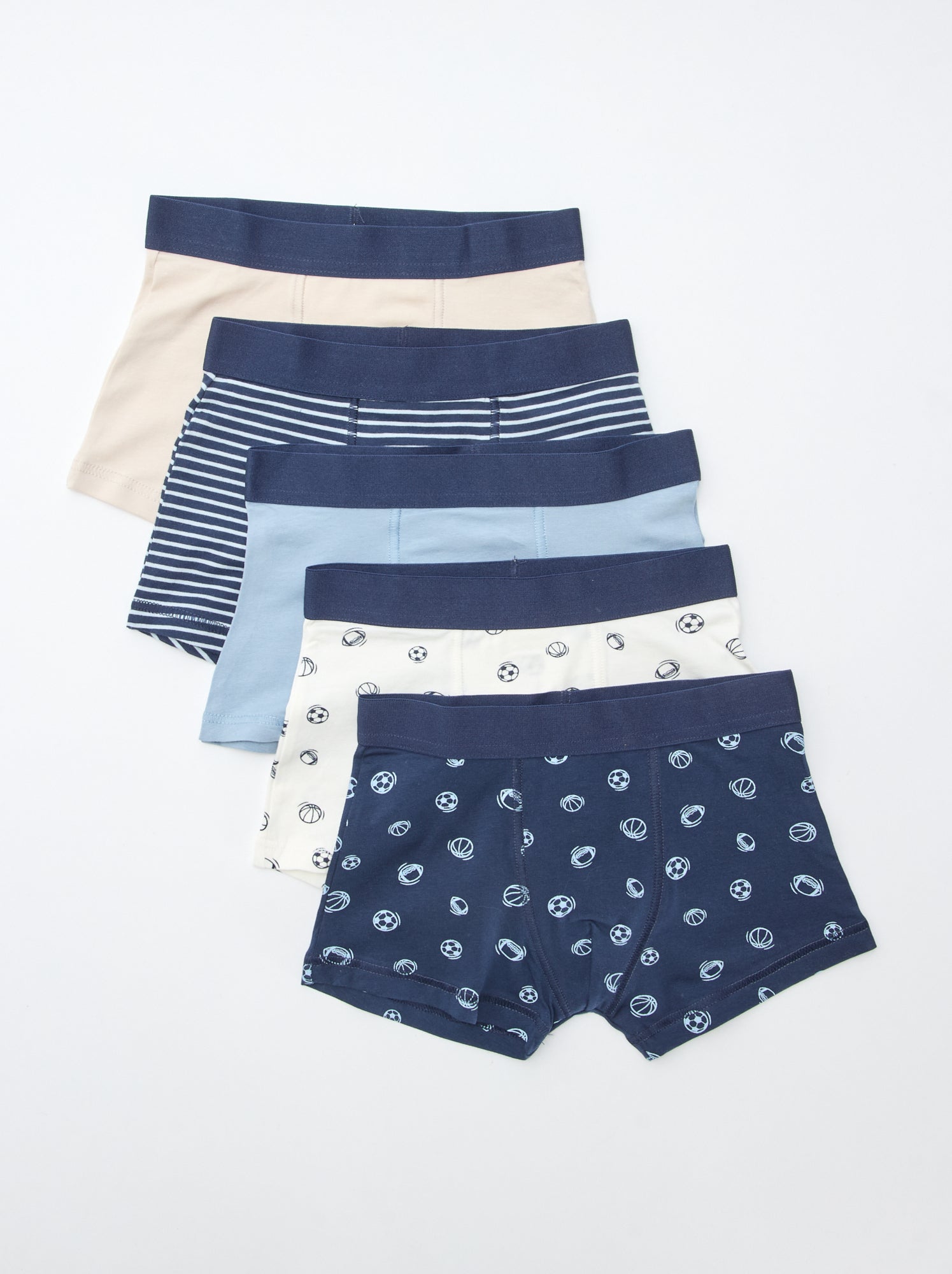 Lot de 5 boxers unis ou imprimés - Bleu (DMB69_1)