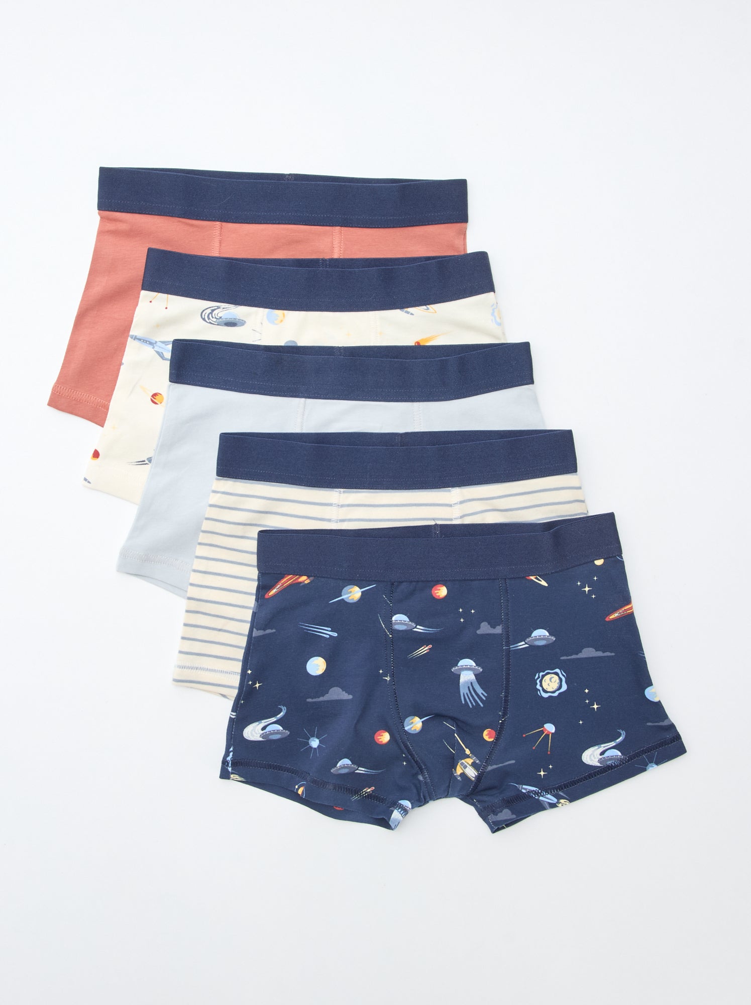 Lot de 5 boxers unis ou imprimés - Bleu (DMB69_2)