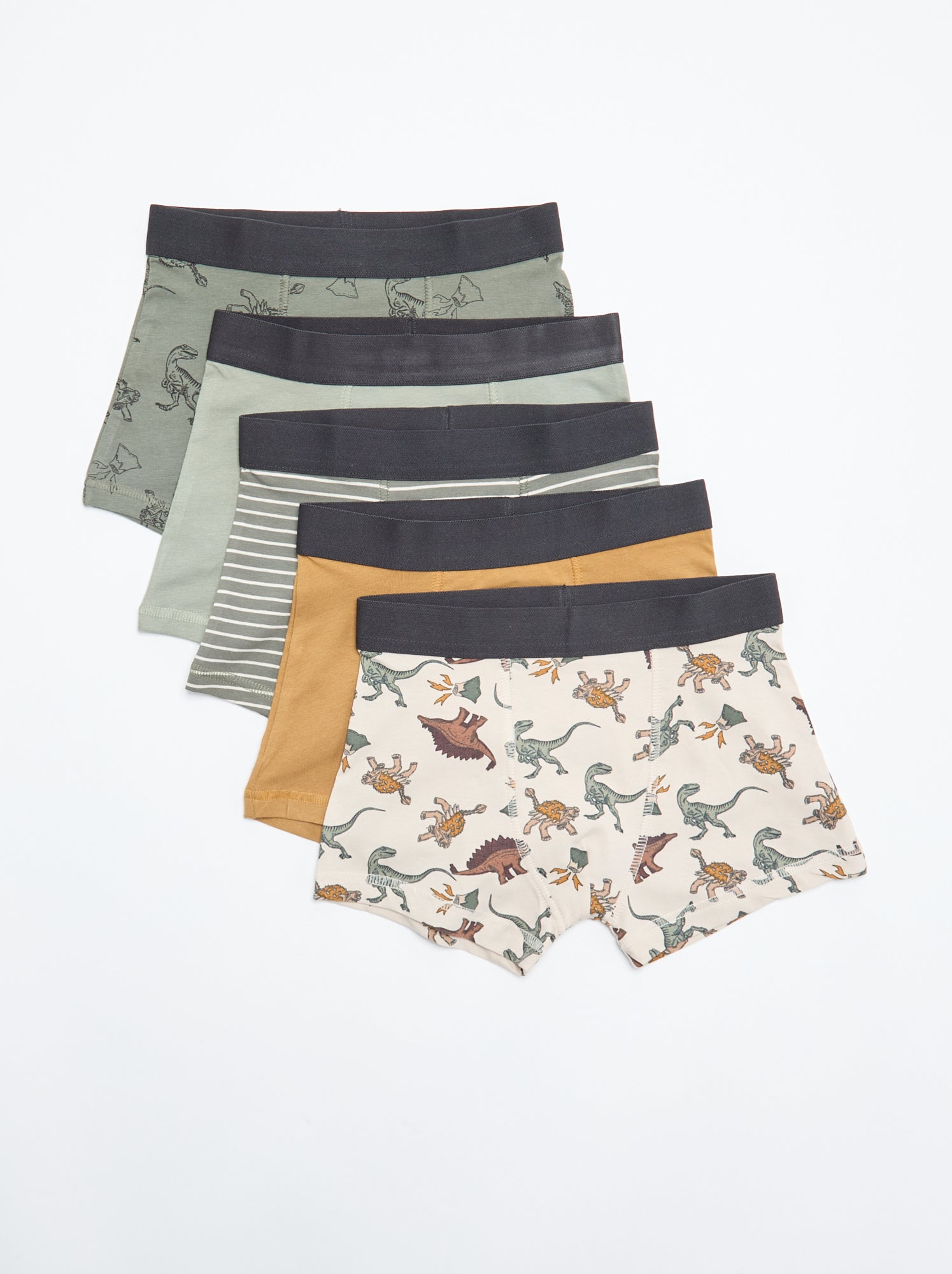 Lot de 5 boxers unis ou imprimés - Kaki (DMB69_10)