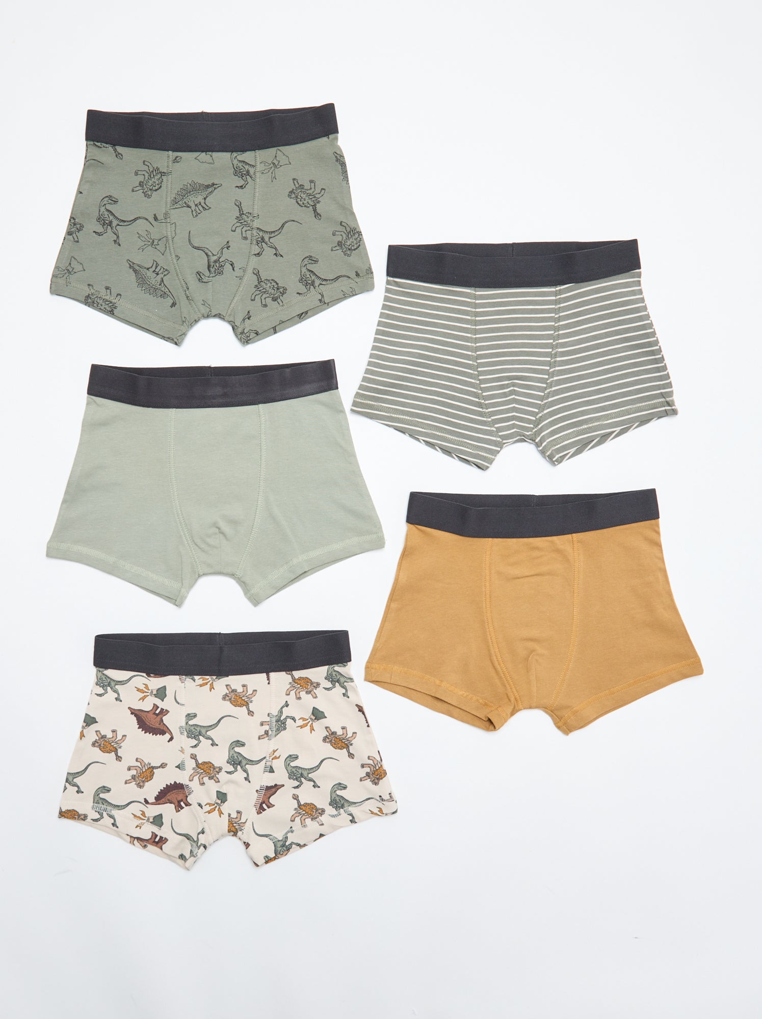 Lot de 5 boxers unis ou imprimés - Kaki (DMB69_10)