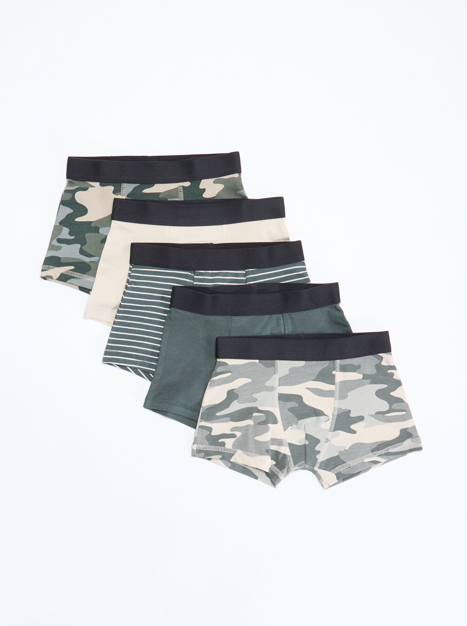 Lot de 5 boxers unis ou imprimés - Kaki (DMB69_8)