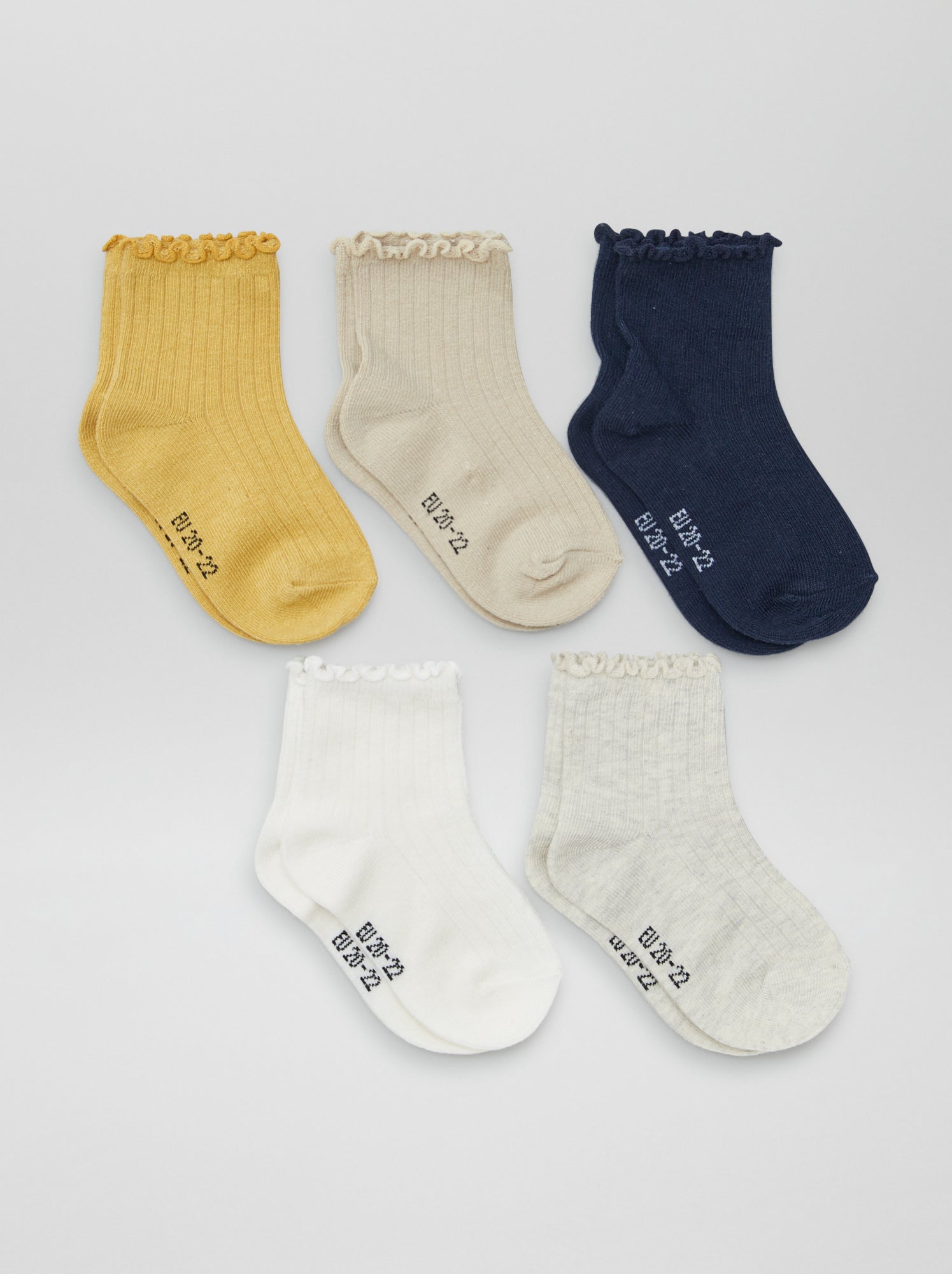 Lot de 5 chaussettes à volants - Bleu marine