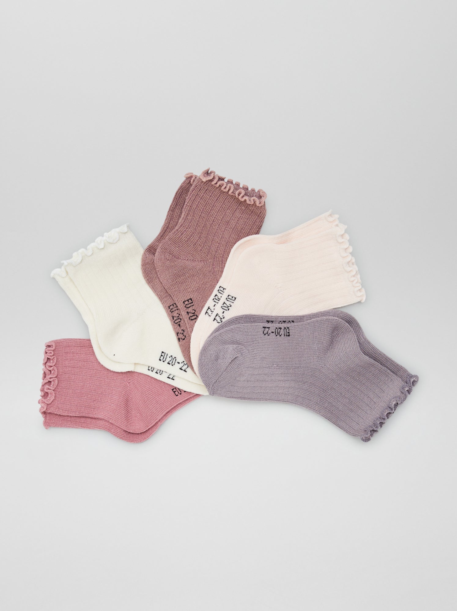 Lot de 5 chaussettes à volants - Rose