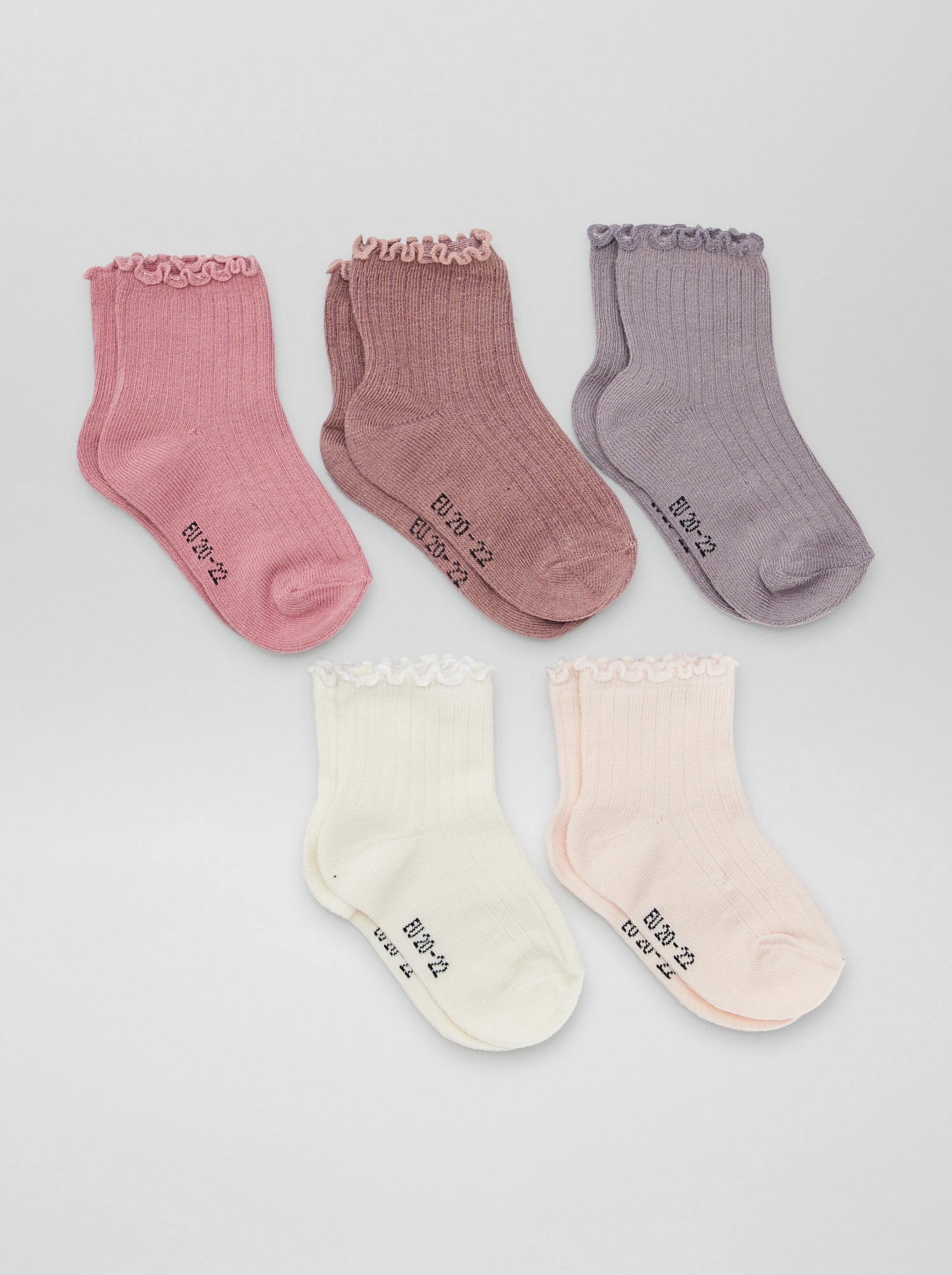Lot de 5 chaussettes à volants - Rose