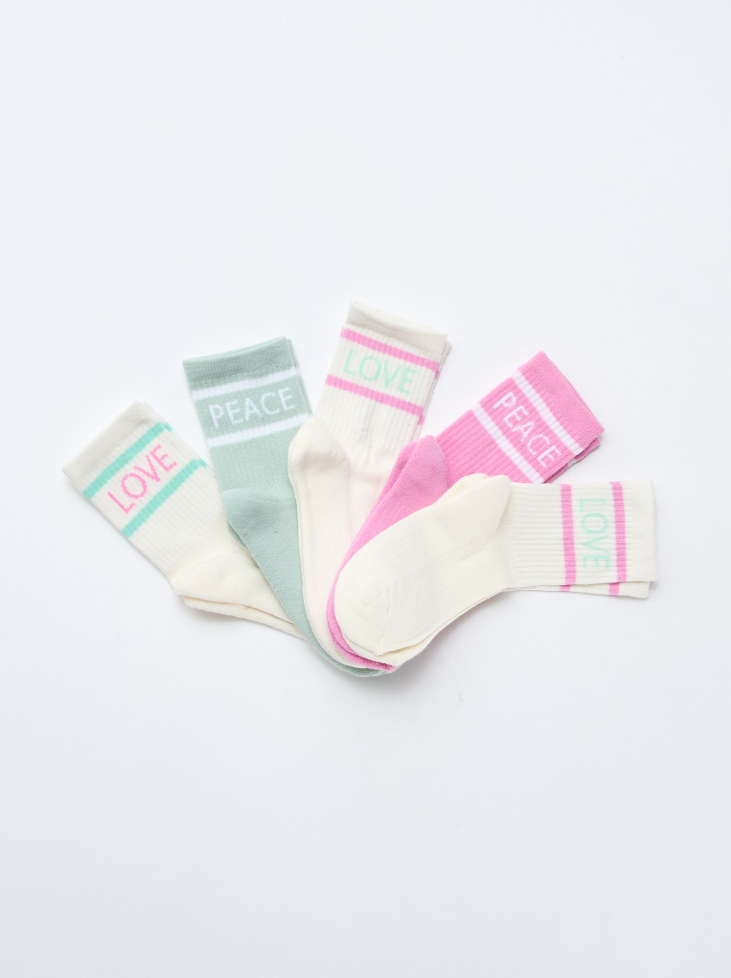 Lot de 5 chaussettes chaudes - Rose/vert