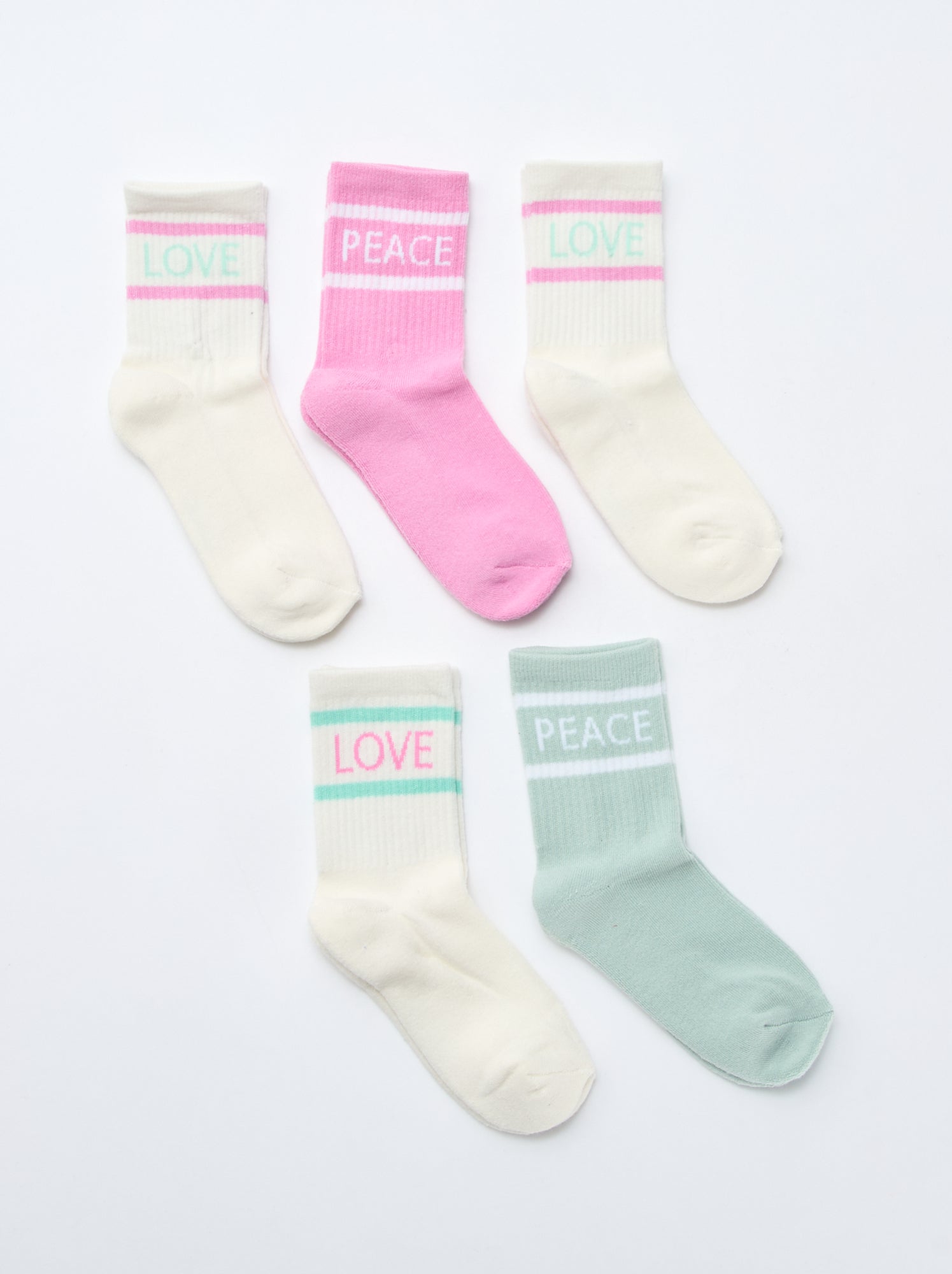 Lot de 5 chaussettes chaudes - Rose/vert